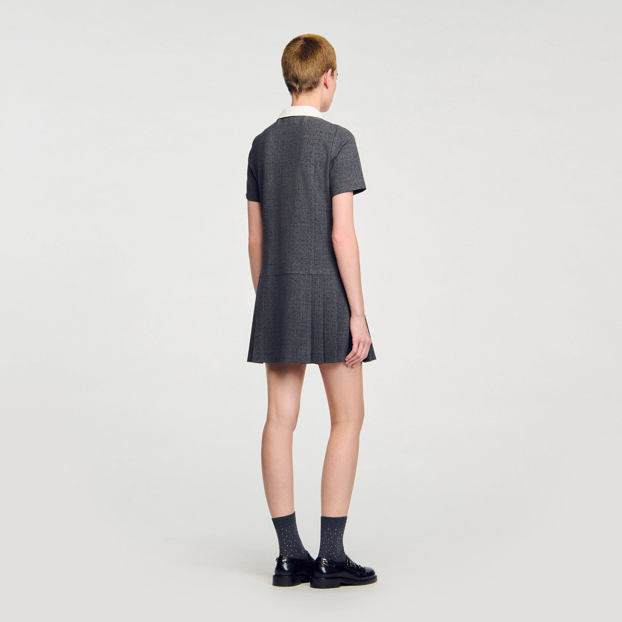 Mini pleated dress with rhinestones