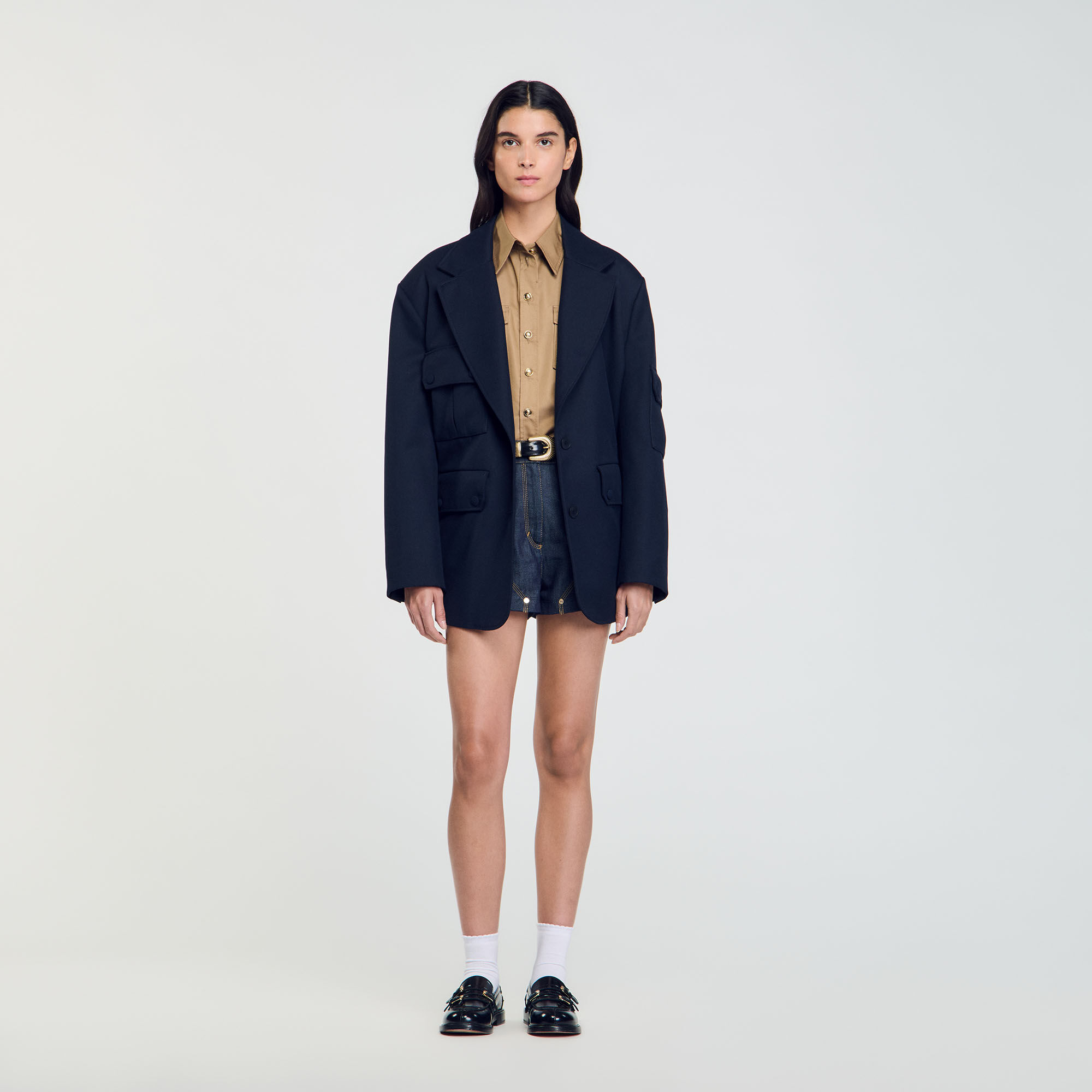 Oversized suit jacket blue For Women | Sandro Paris Oversized suit jacket blue For Women | Sandro Paris