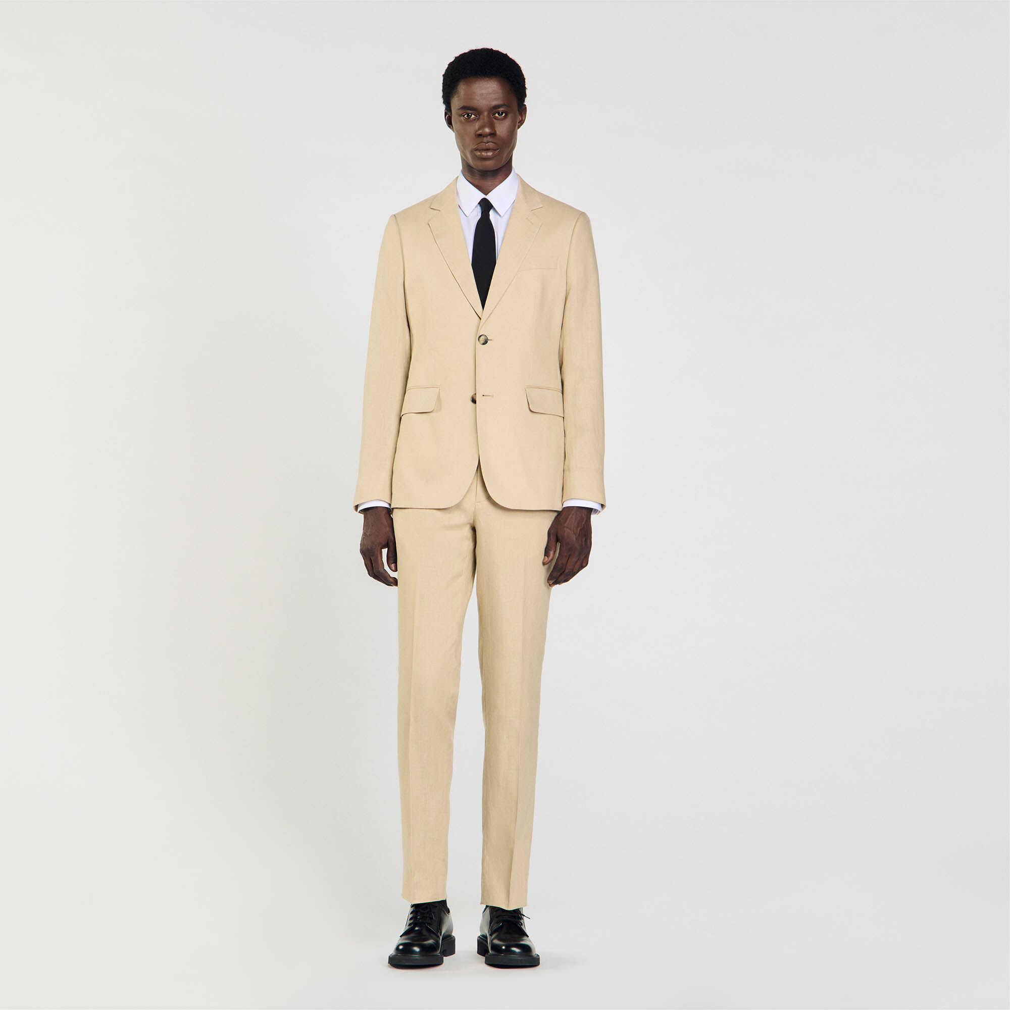 Linen suit jacket white beige for Men Sandro Paris