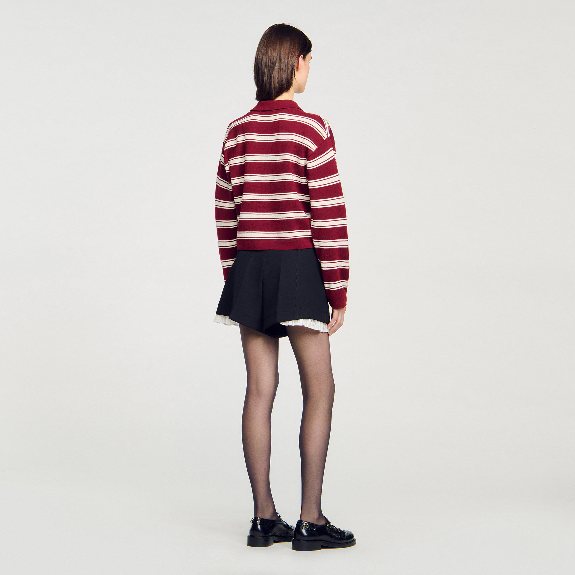 トップス SANDRO PARIS LOUANE SWEATER Two-tone wool and cashmere sweater blue For Women | Sandro Paris