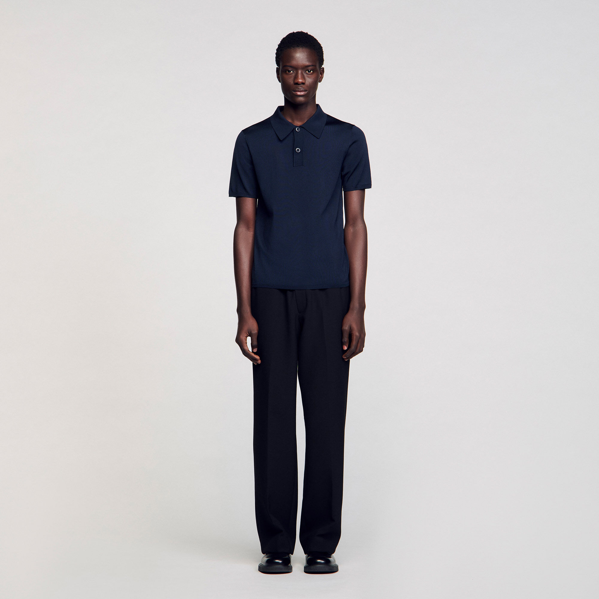 Short-sleeve knitted polo shirt