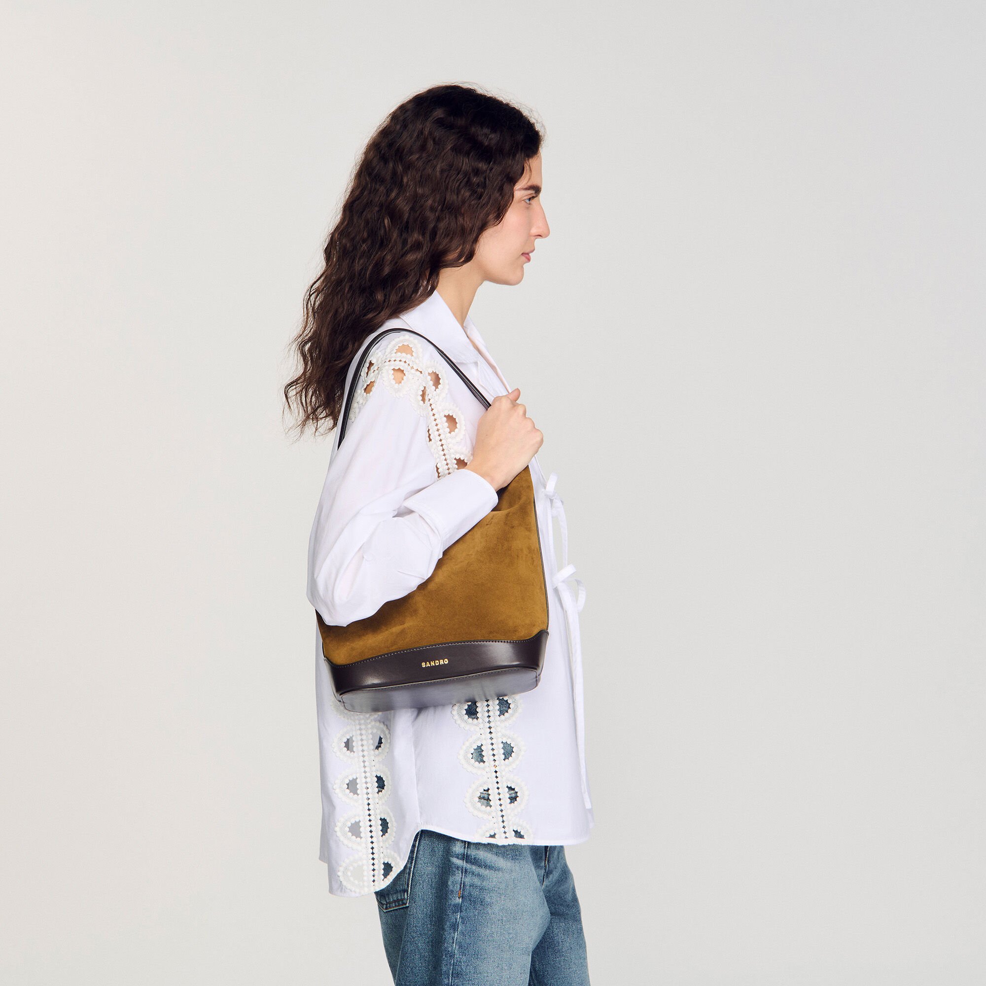 Suede and leather bucket bag TANGOSO