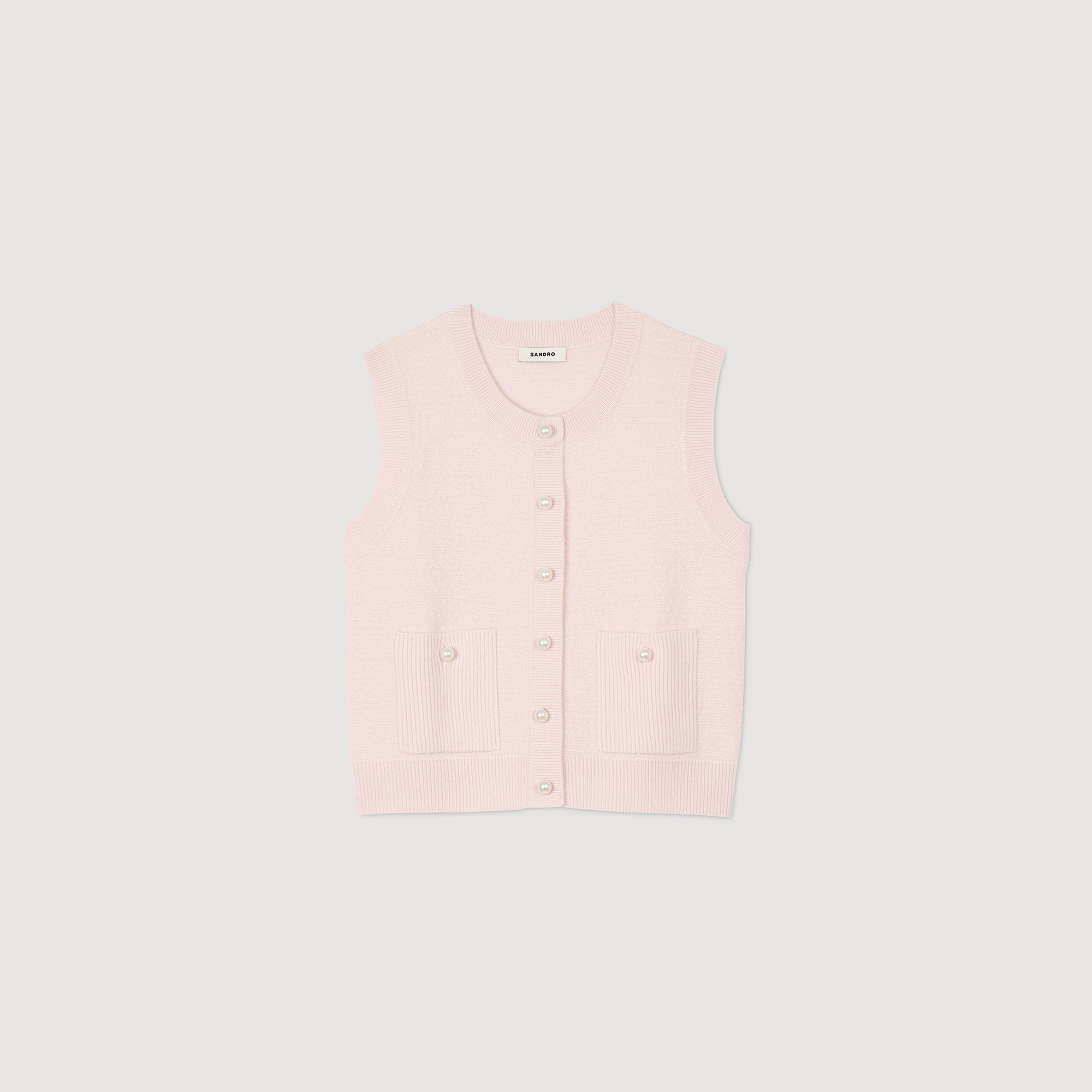Textured tweed cardigan pink For Women | Sandro Paris
