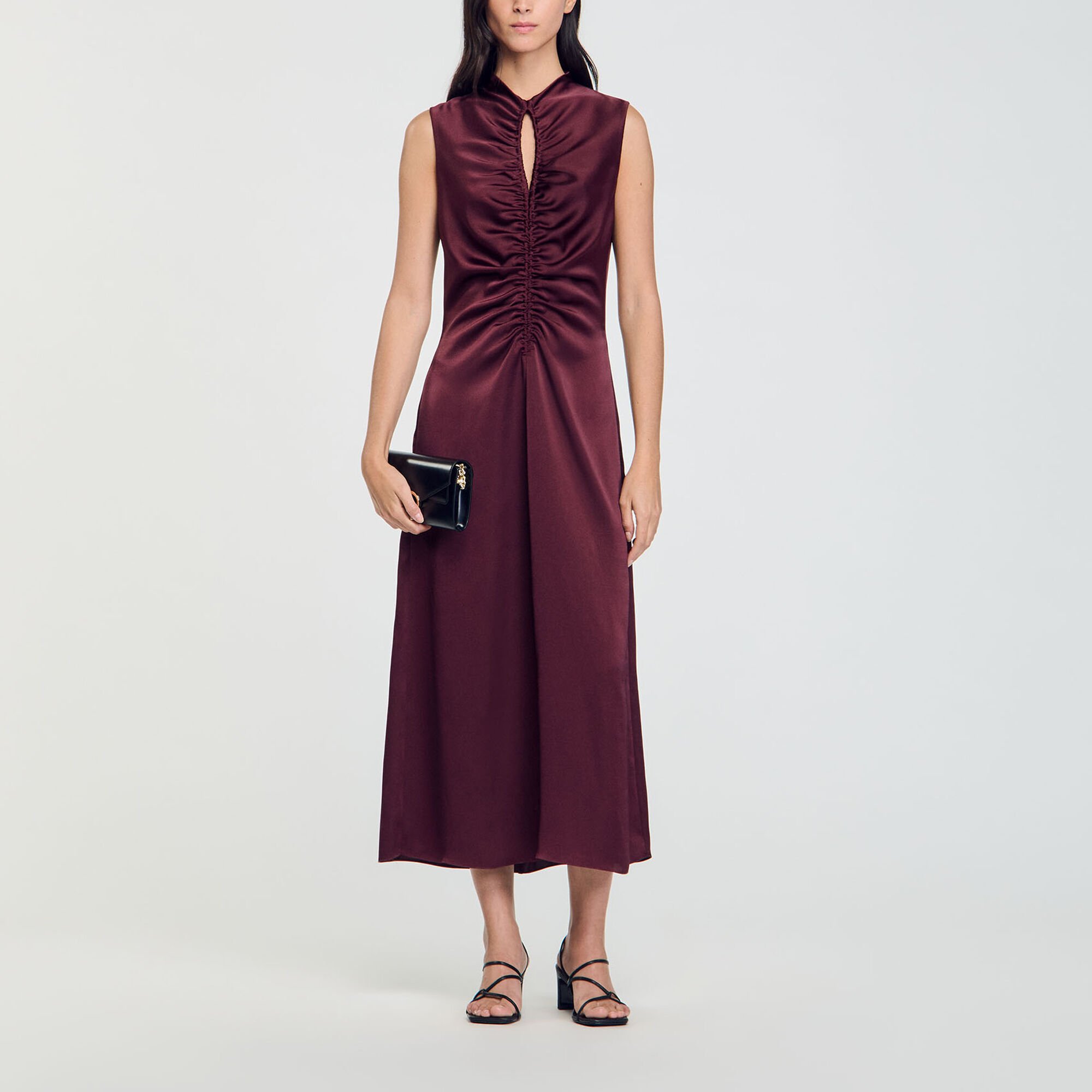 Draped satin-effect dress