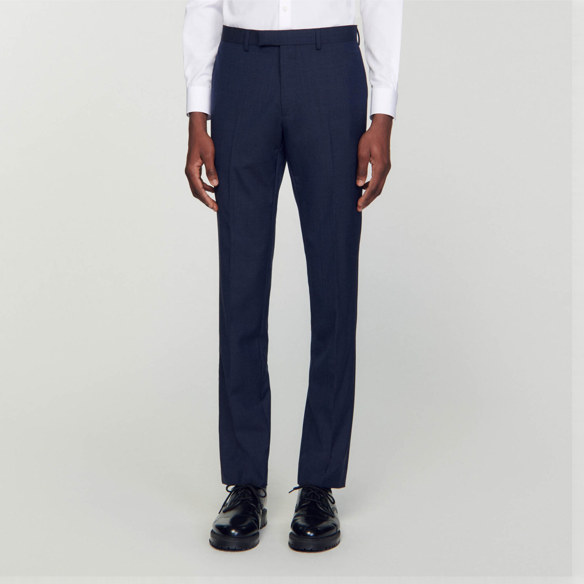 Wool suit pants in Navy Blue for Men | Sandro Paris