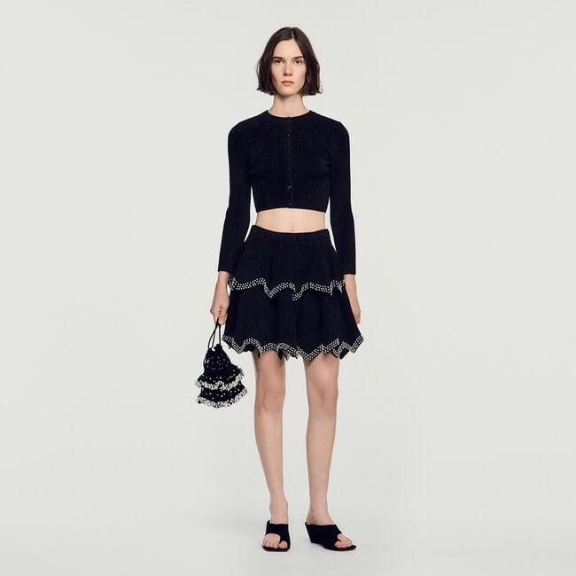 Velvet skater skirt with pearls - Women | Sandro