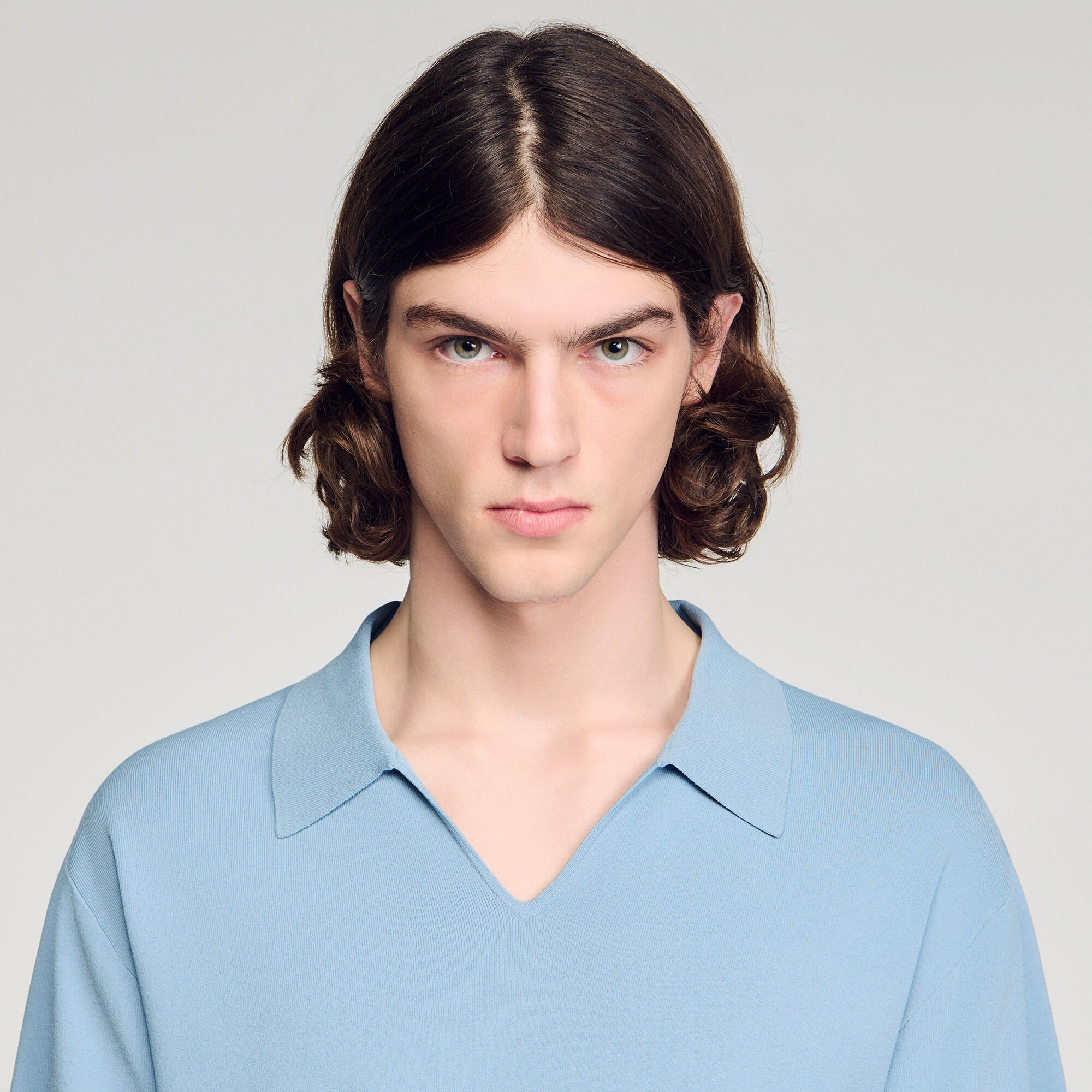 Stretch knit polo shirt