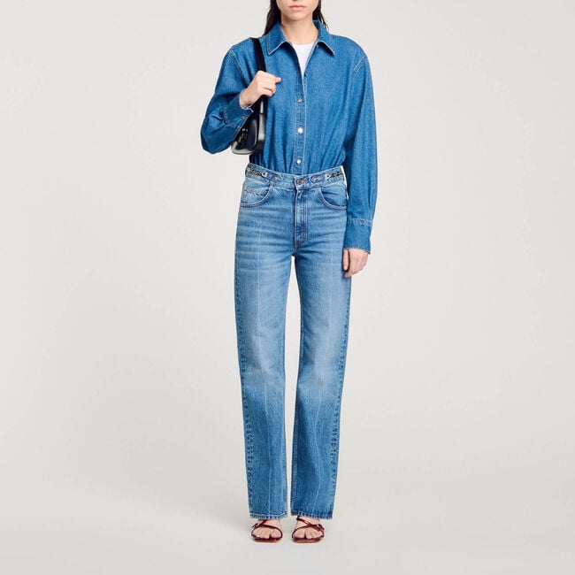 Denim shirt bodysuit