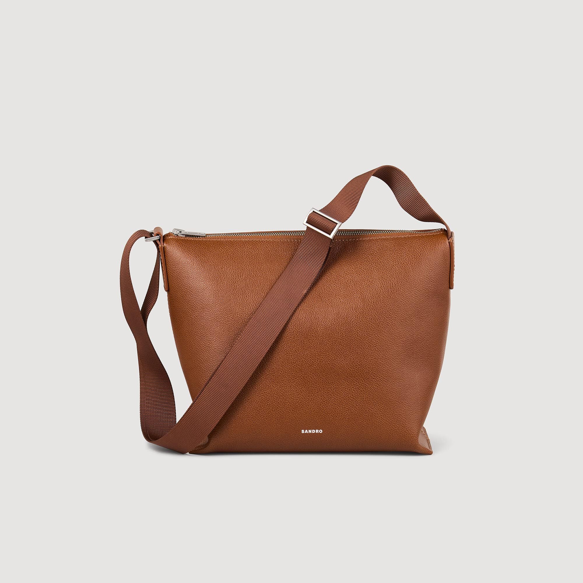 Grained leather satchel