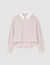 Plaid and pearl collar shirt