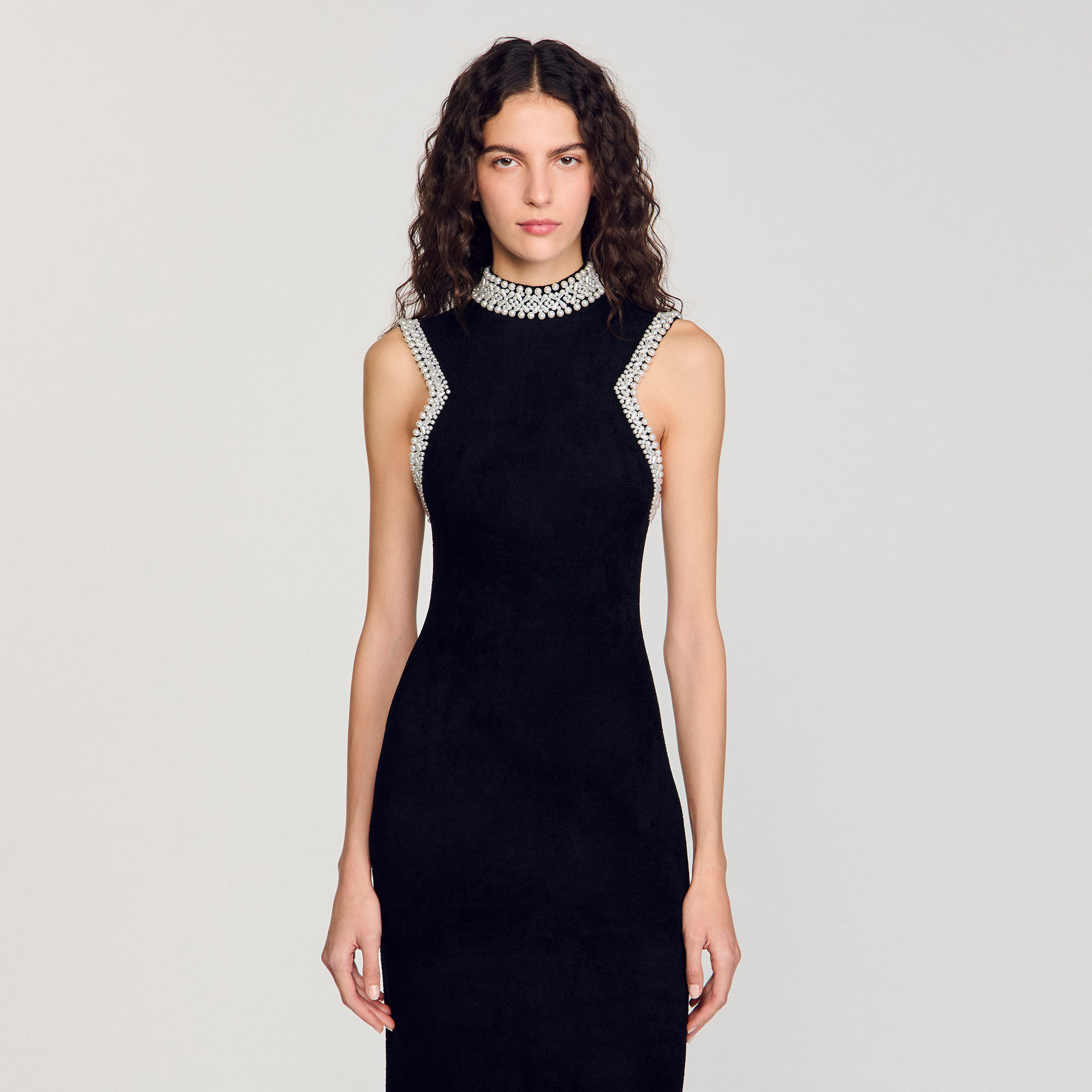 Beaded dress black / gray For Women | Sandro Paris Beaded dress black / gray For Women | Sandro Paris