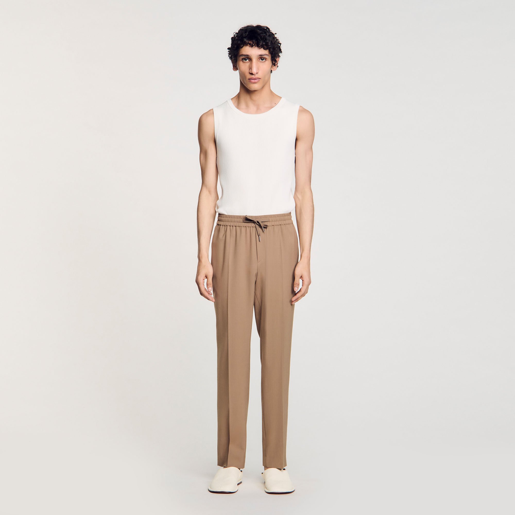 Elasticated straight-leg trousers