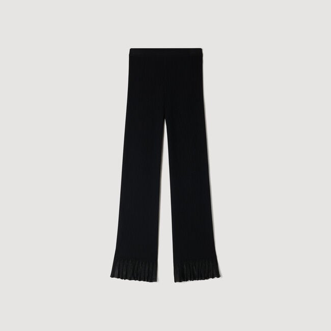 Ruffled knit trousers