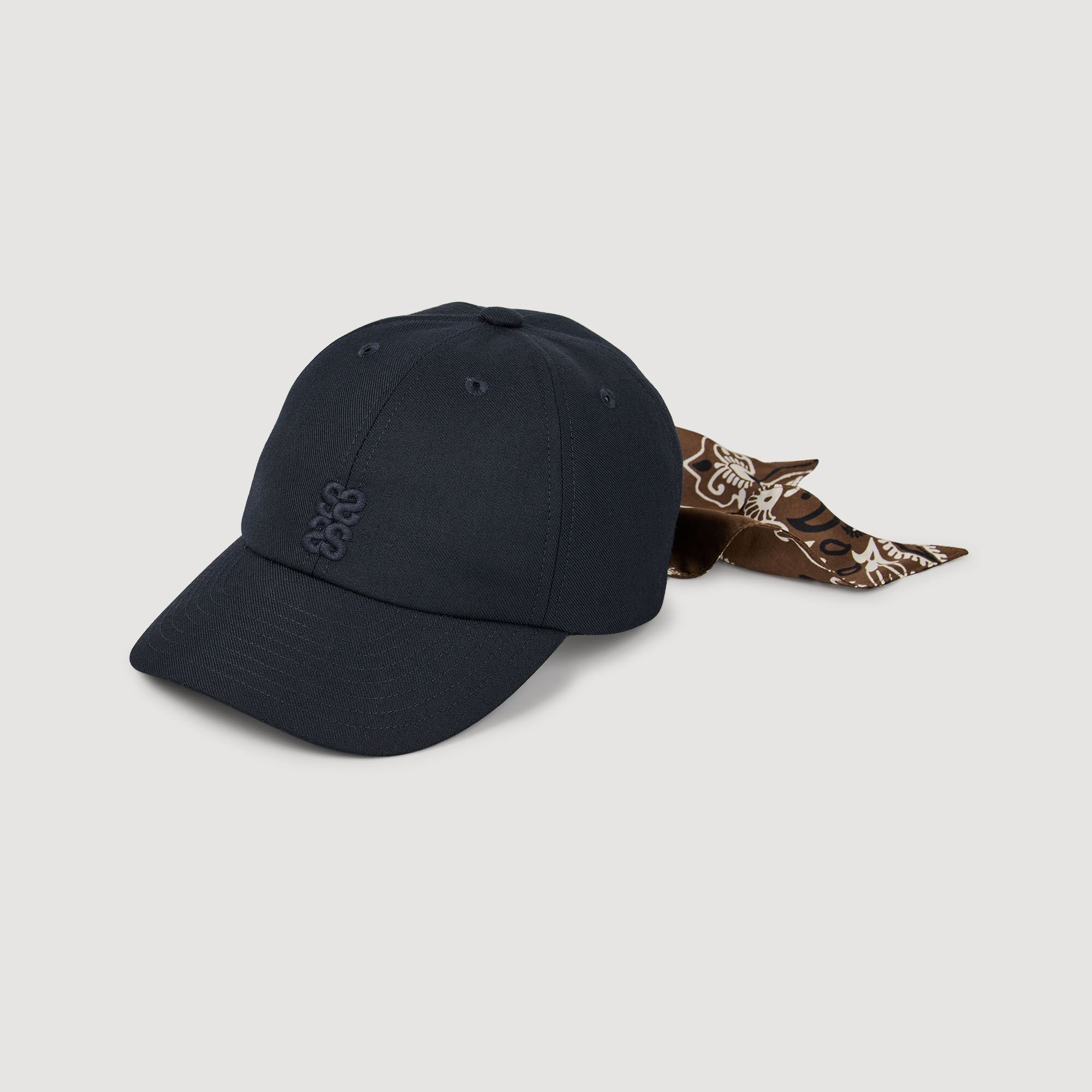 フランス発 Sandro バンダナ柄スカーフがアクセント! キャップ Cap with tied scarf blue For Women | Sandro Paris