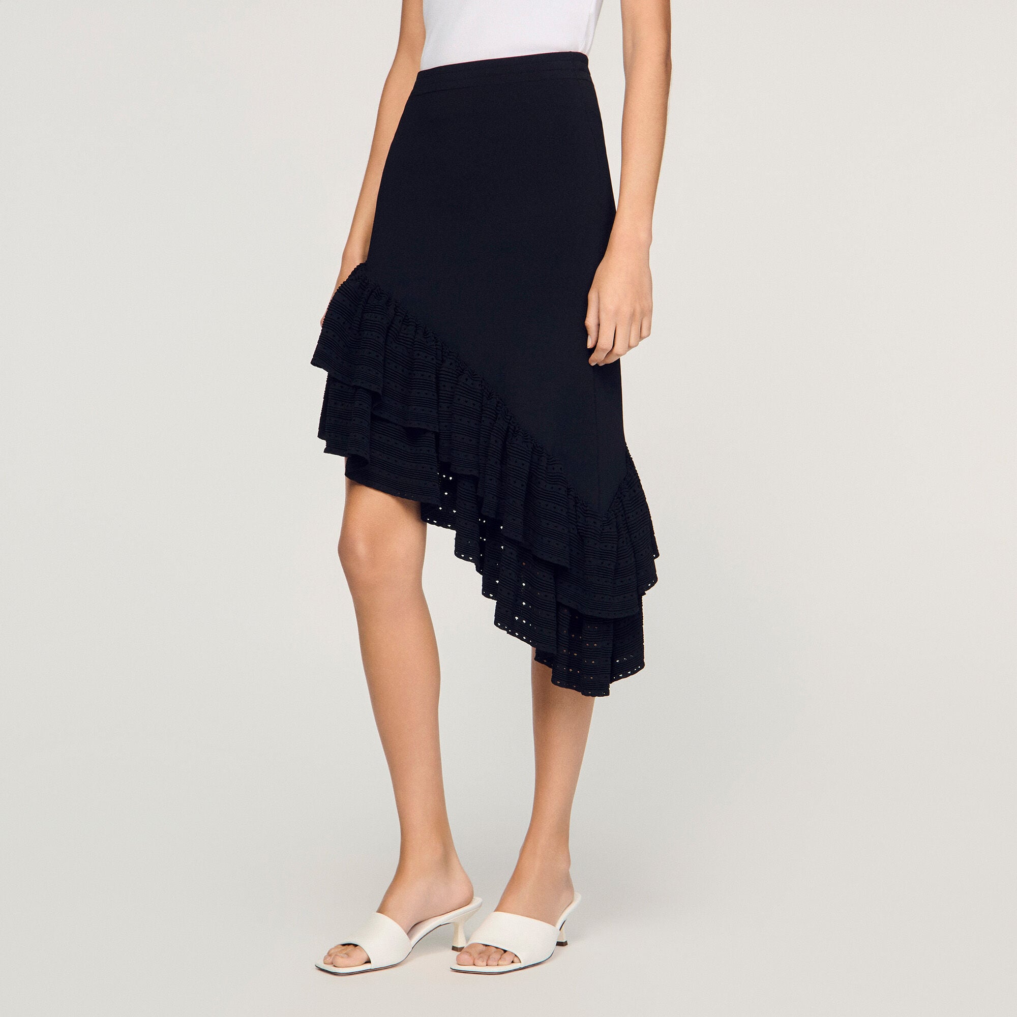 Asymmetrical knit skirt