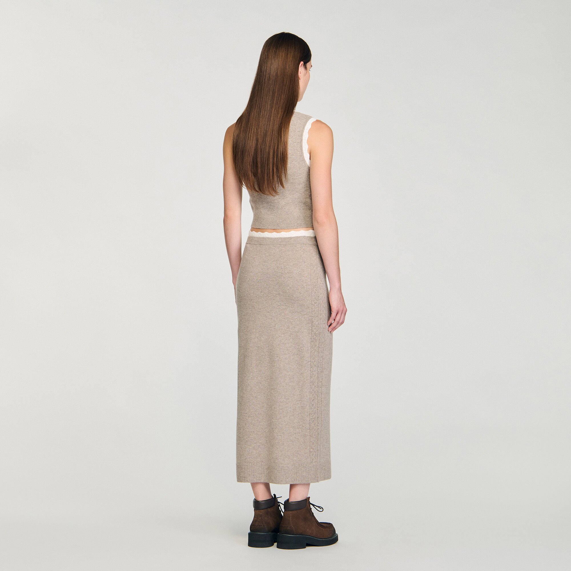 Maxi two-tone knit skirt