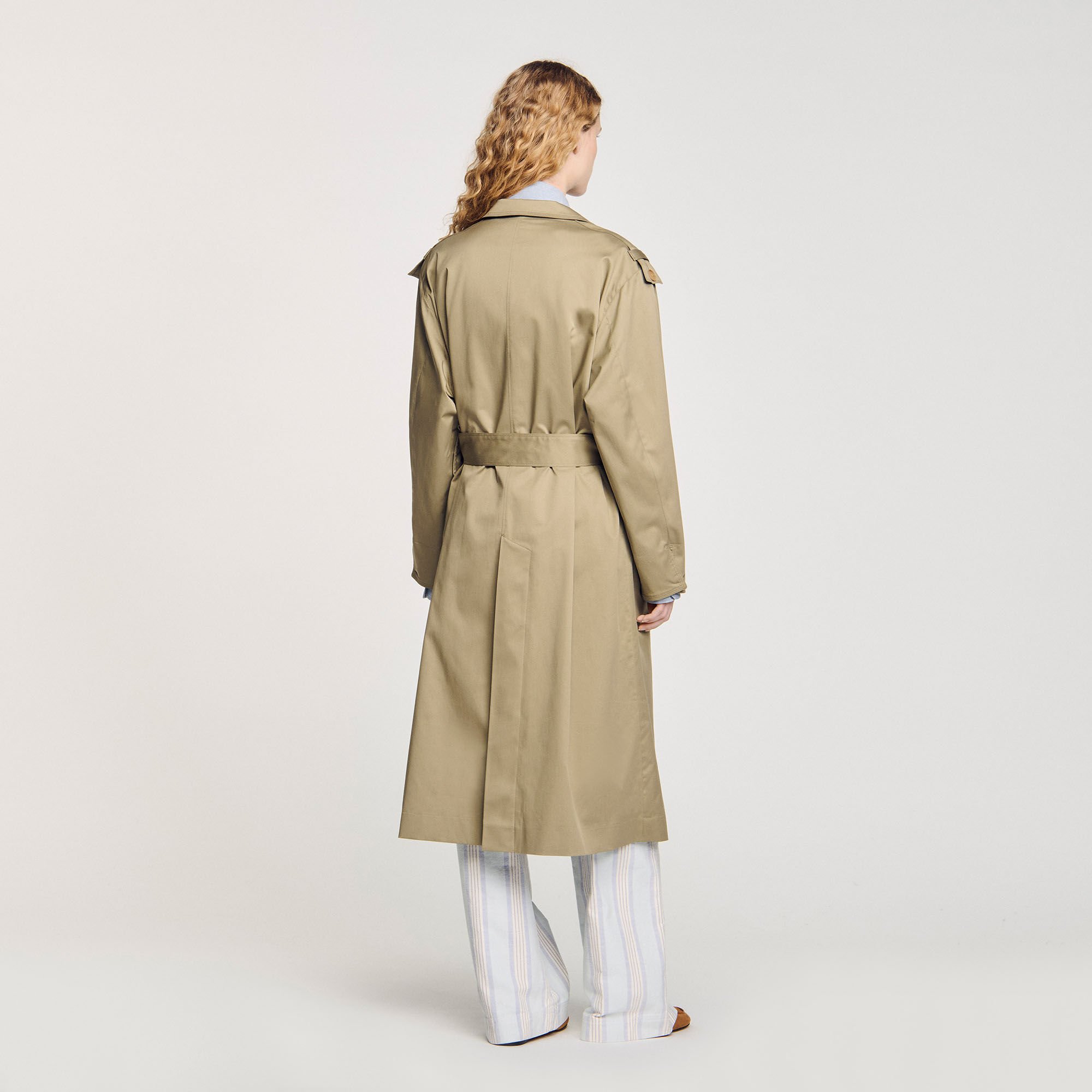 Belted trench coat green For Women | Sandro Paris