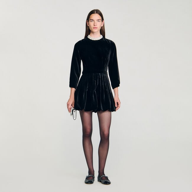 Beaded velvet mini dress