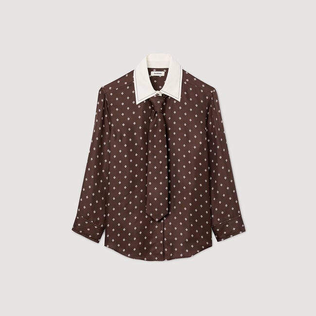 Flowy tie print shirt
