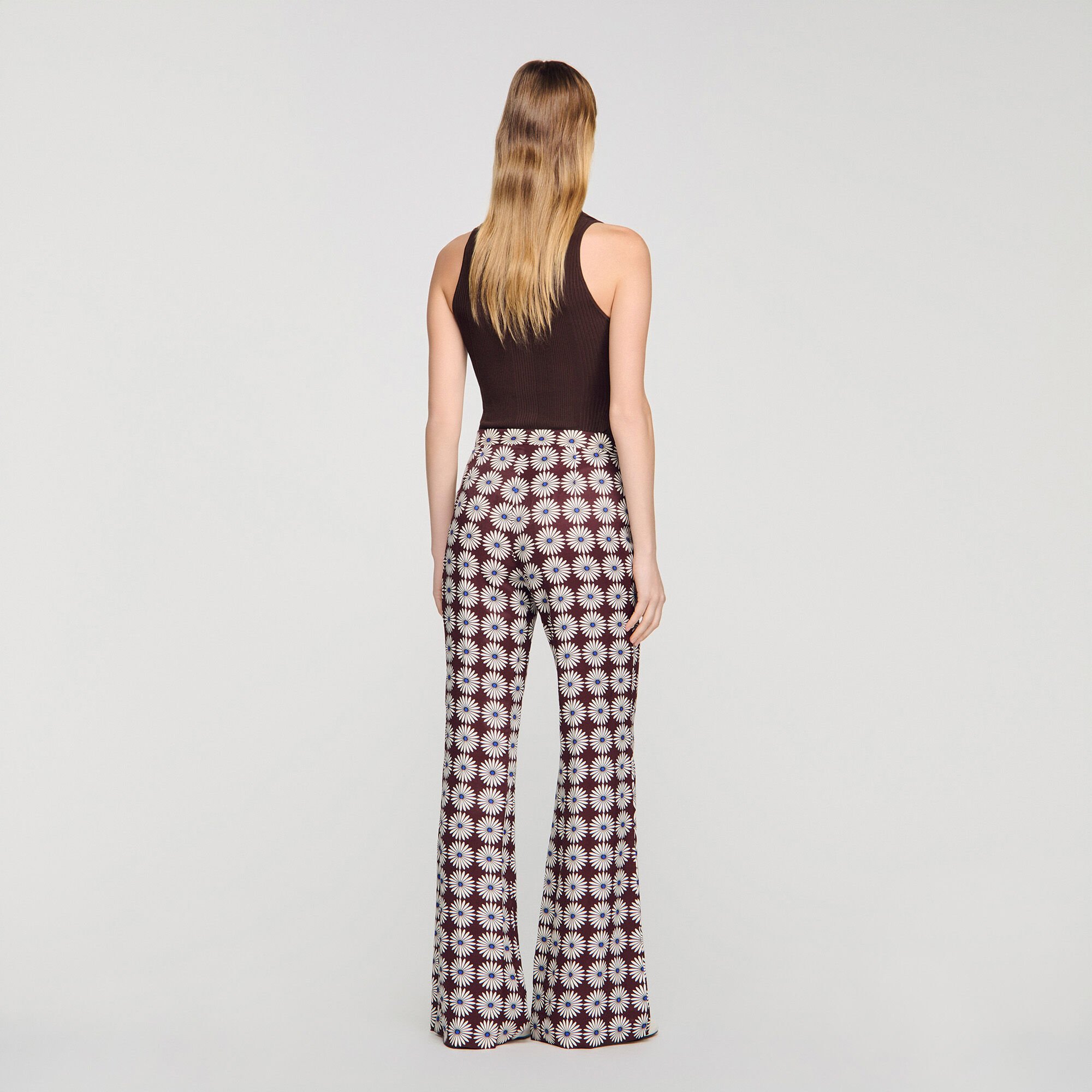 Floral-print flowy trousers