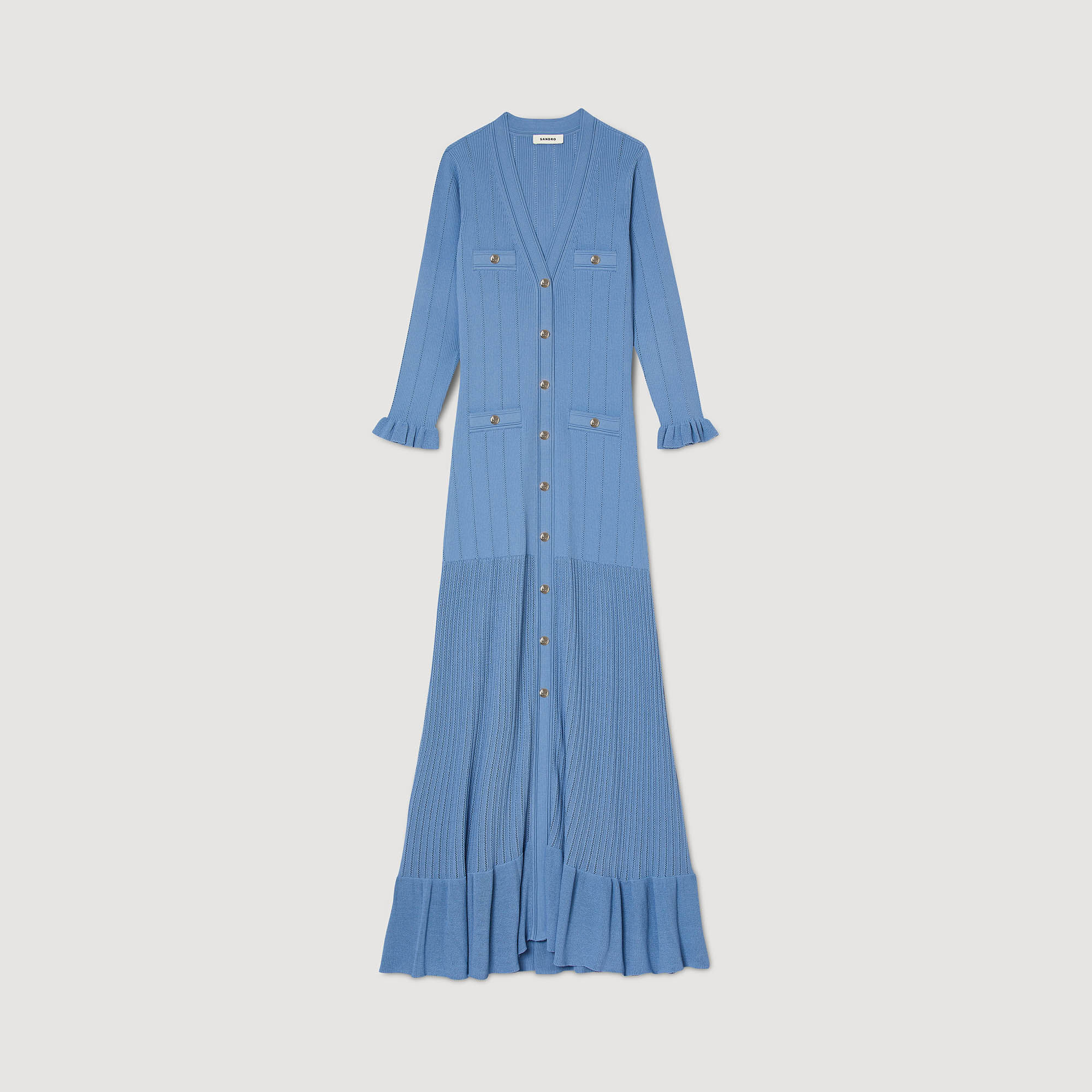 Long knitted dress Blue Women Sandro Paris