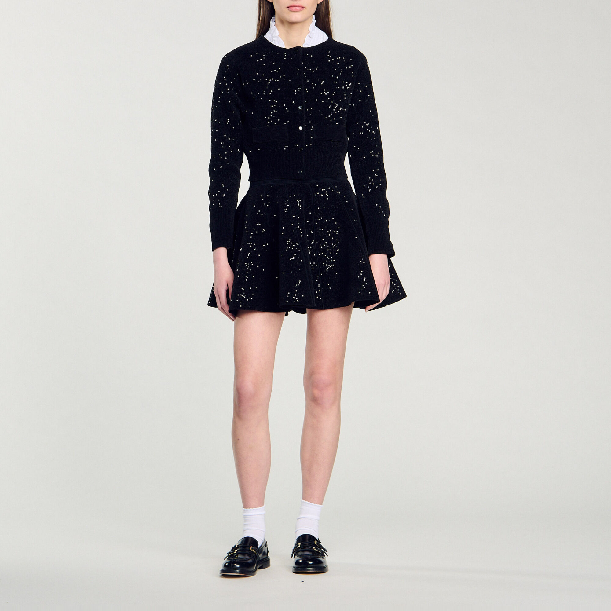 Sequinned velvet cardigan