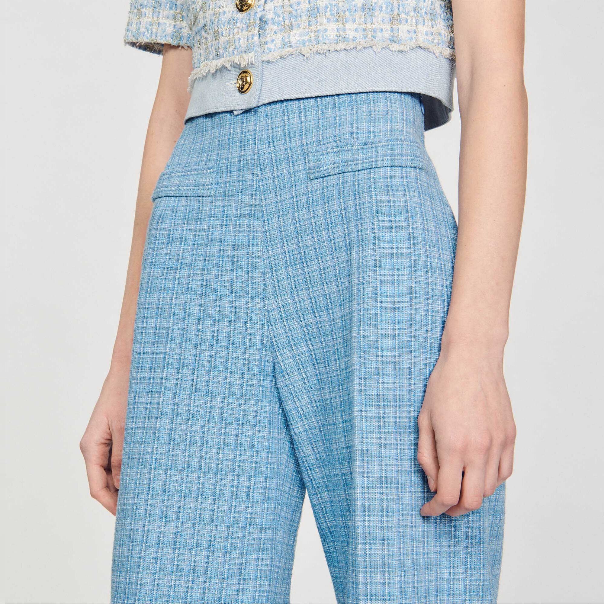 Wide-leg tweed trousers