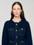 Denim detail rib knit cardigan
