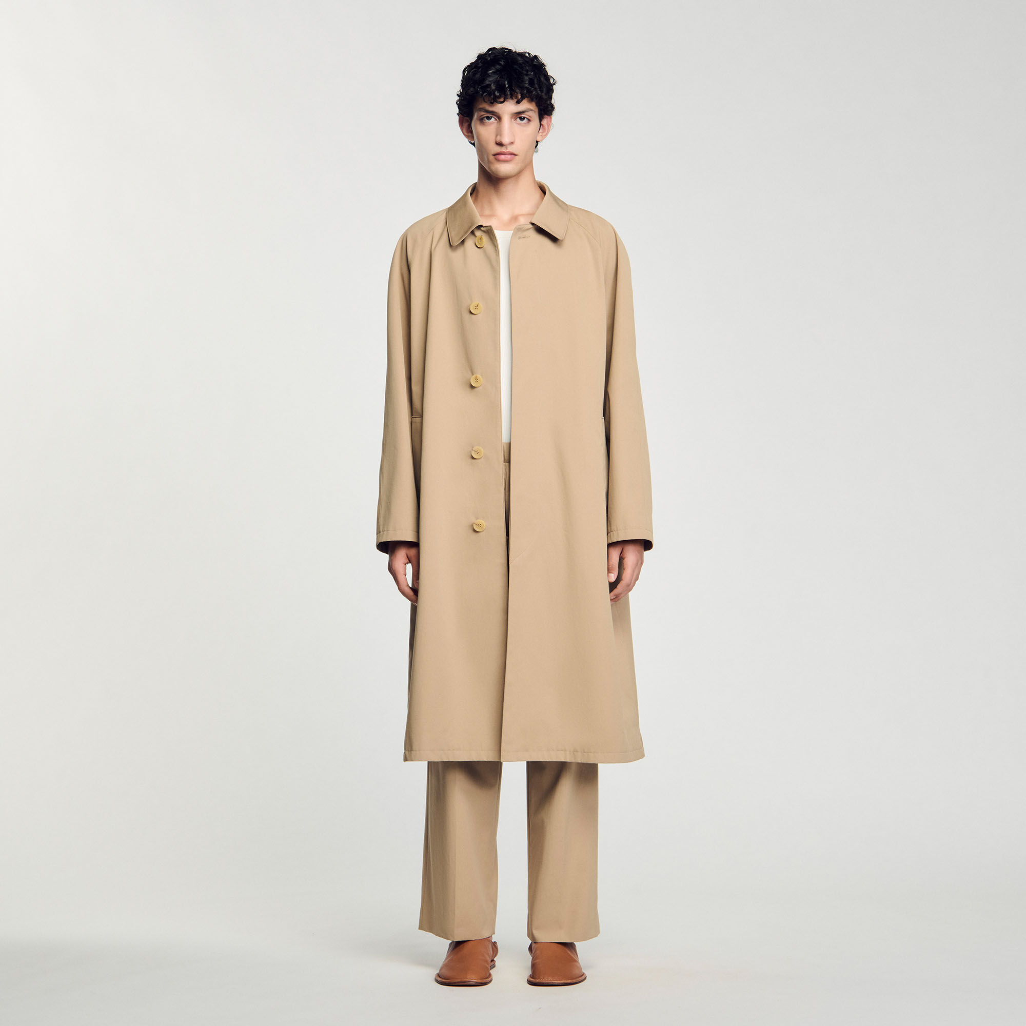 sandro paris  コート Long coat white / beige for Men | Sandro Paris