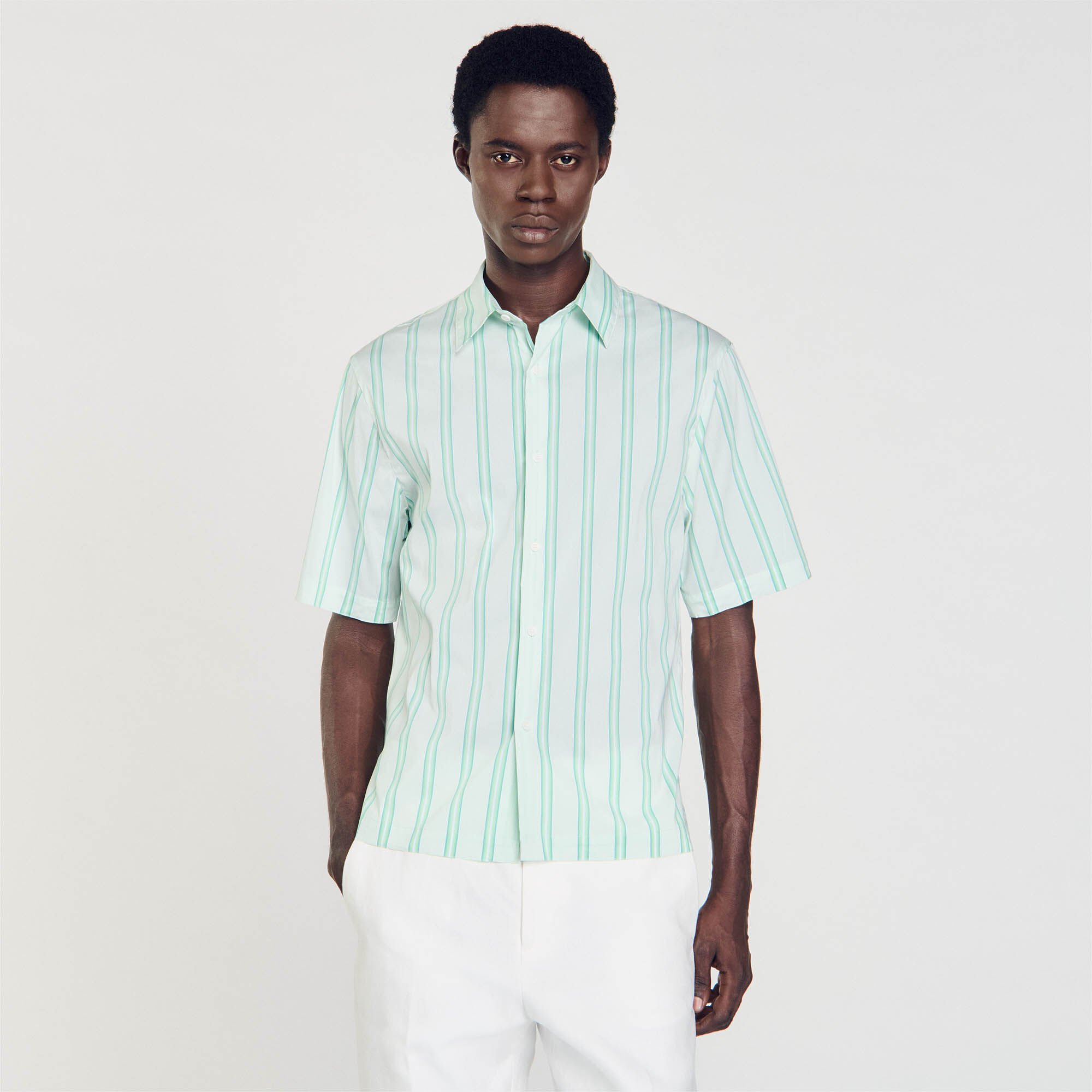 Stripy short-sleeved shirt
