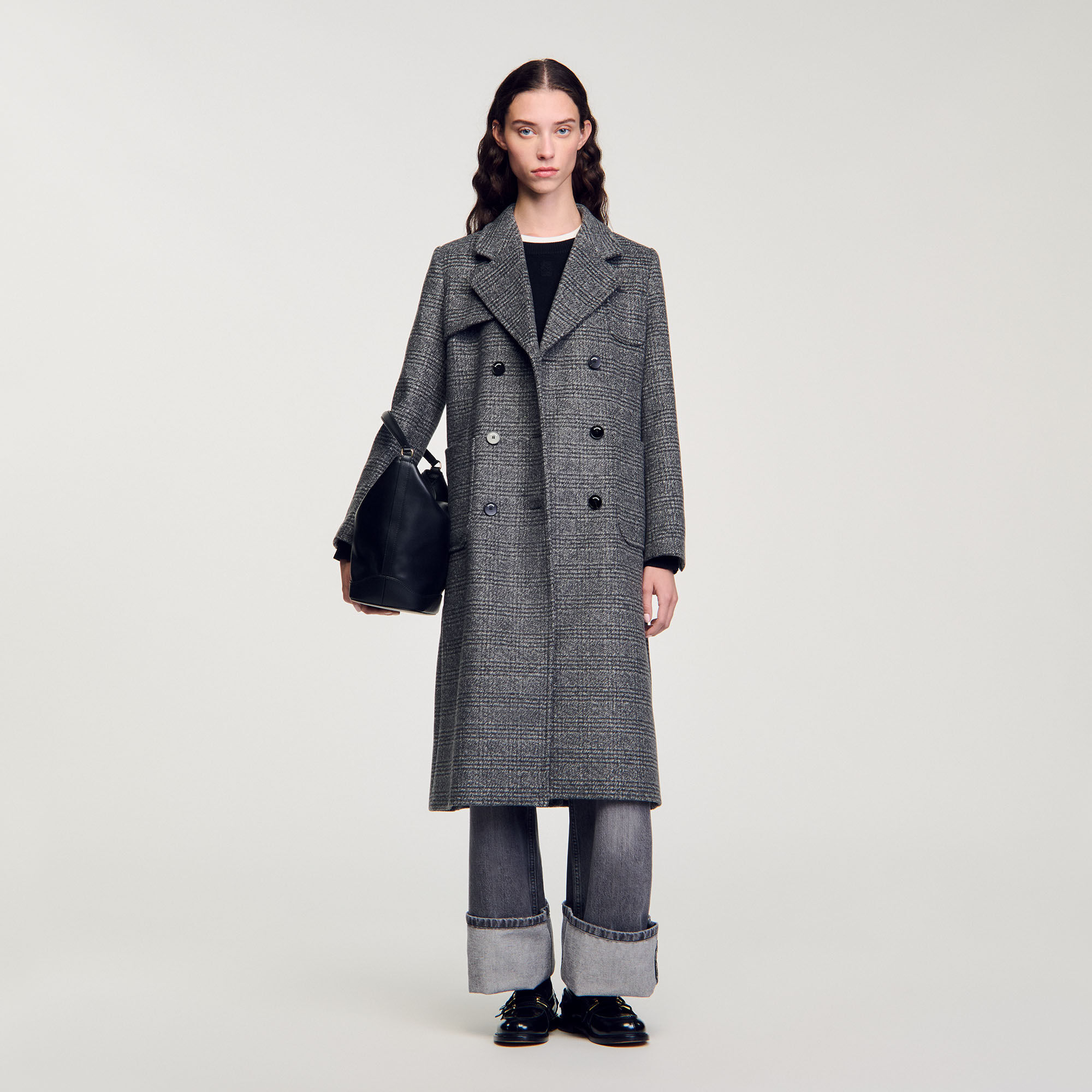 Long check coat shop