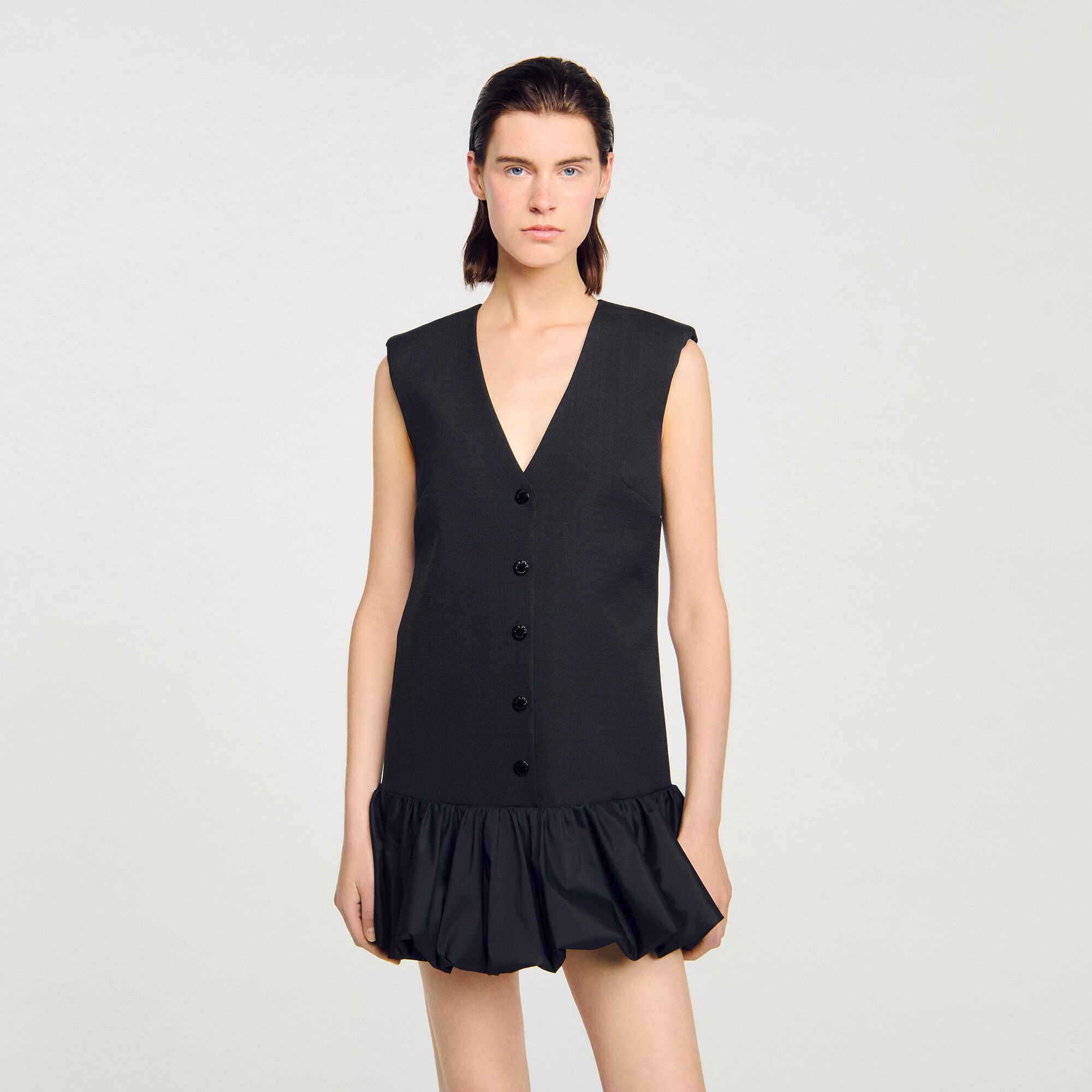 Mini tailored dress with ruffle