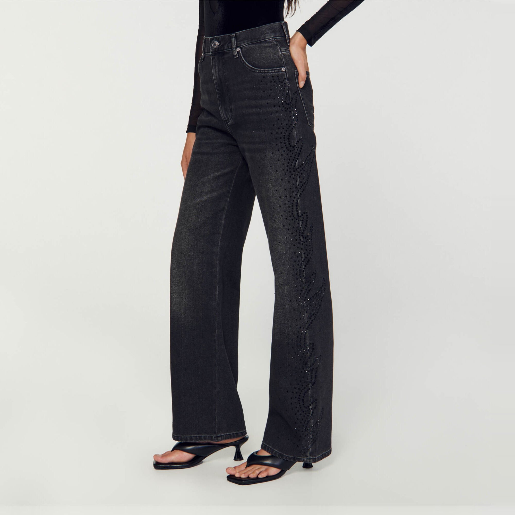 Straight-leg faded jeans