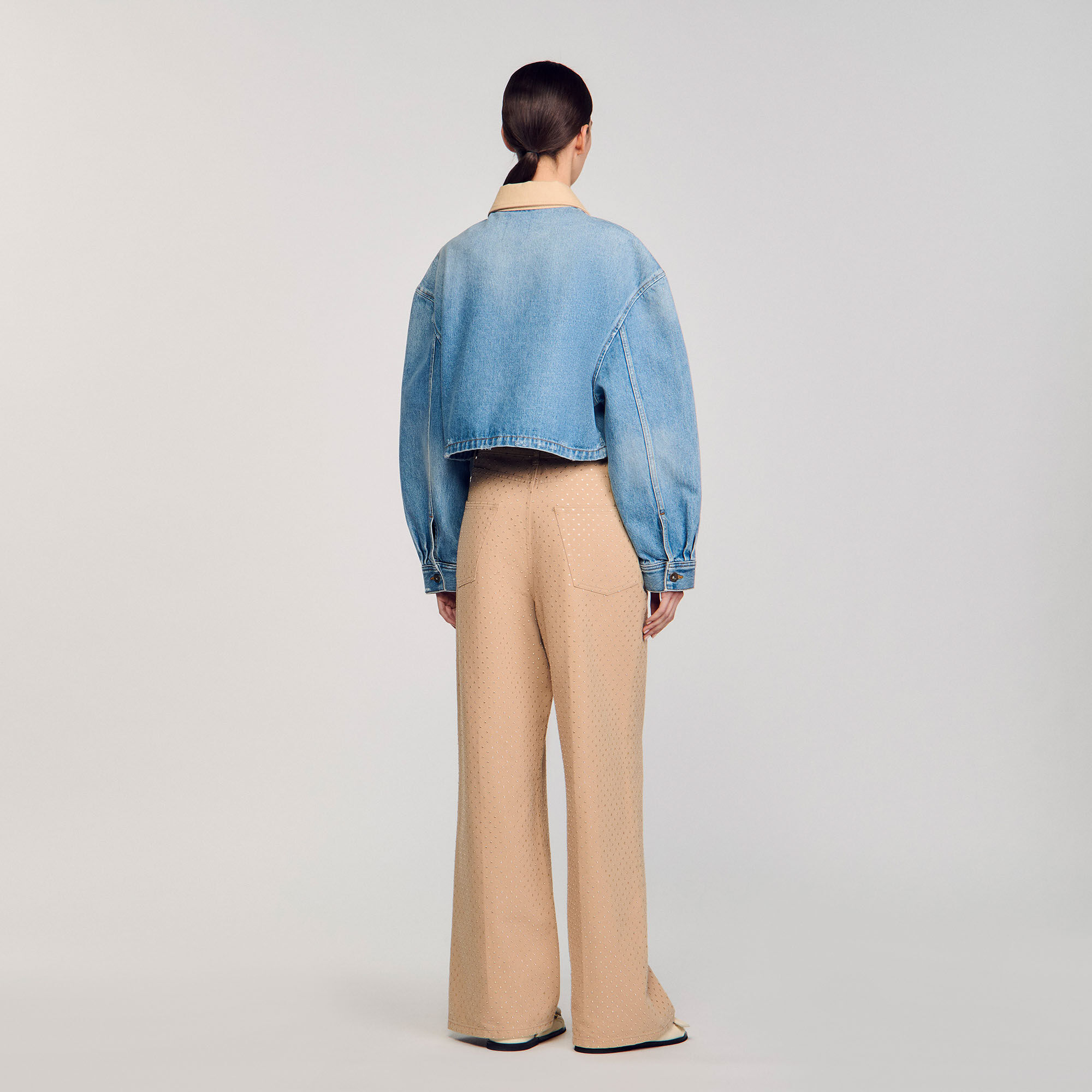 Denim jacket with studs blue For Women | Sandro Paris Denim jacket with studs blue For Women | Sandro Paris