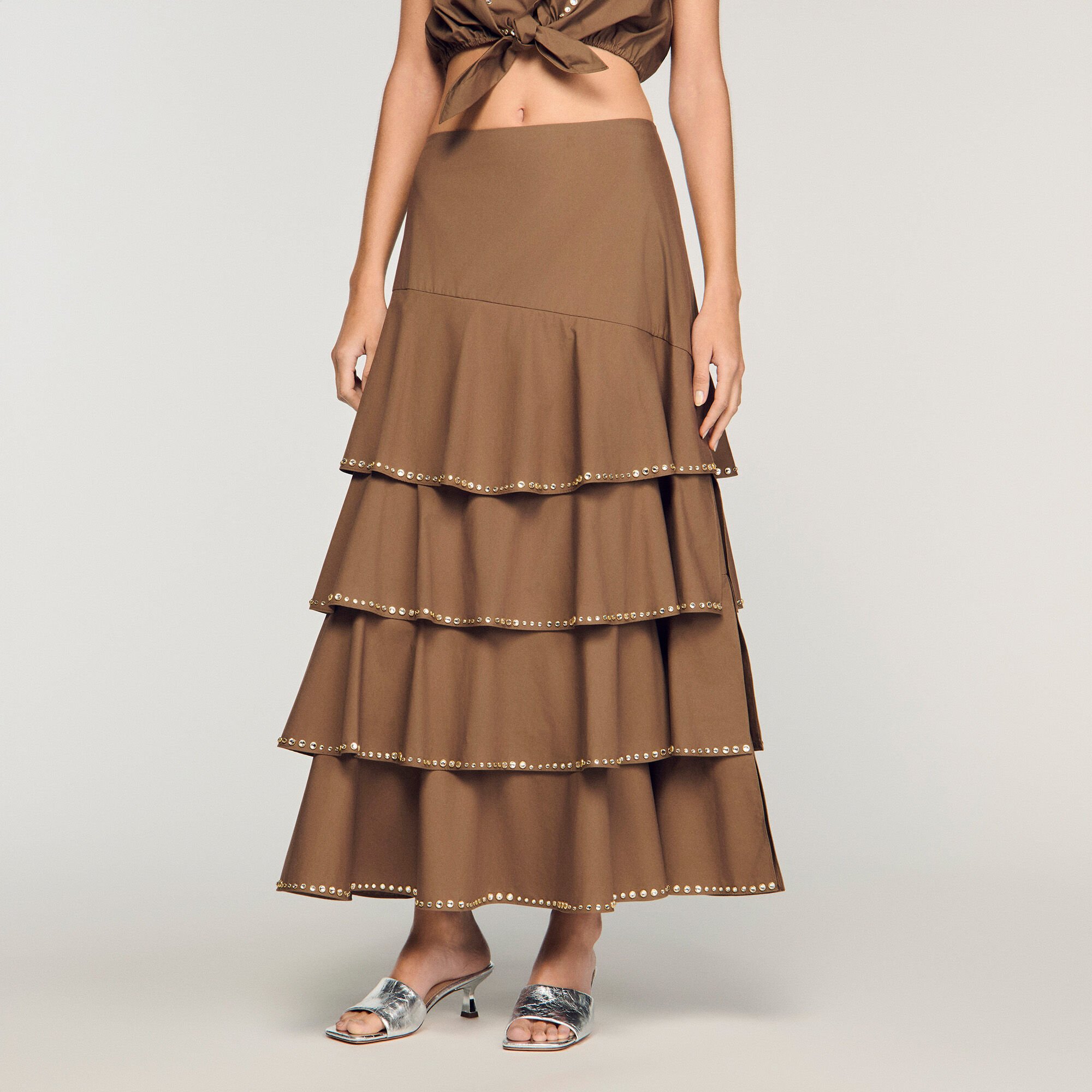 Maxi ruffled rhinestone skirt