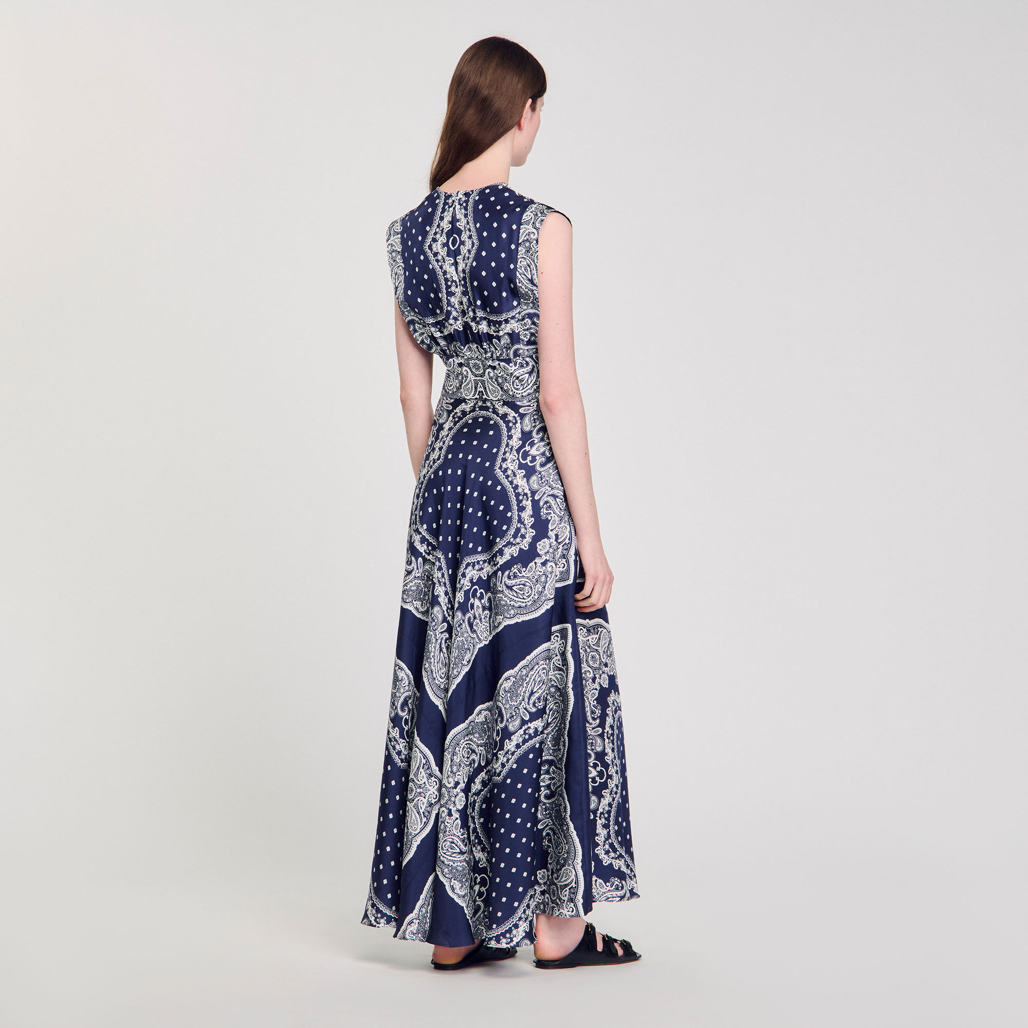 Bandana-print maxi dress blue For Women | Sandro Paris
