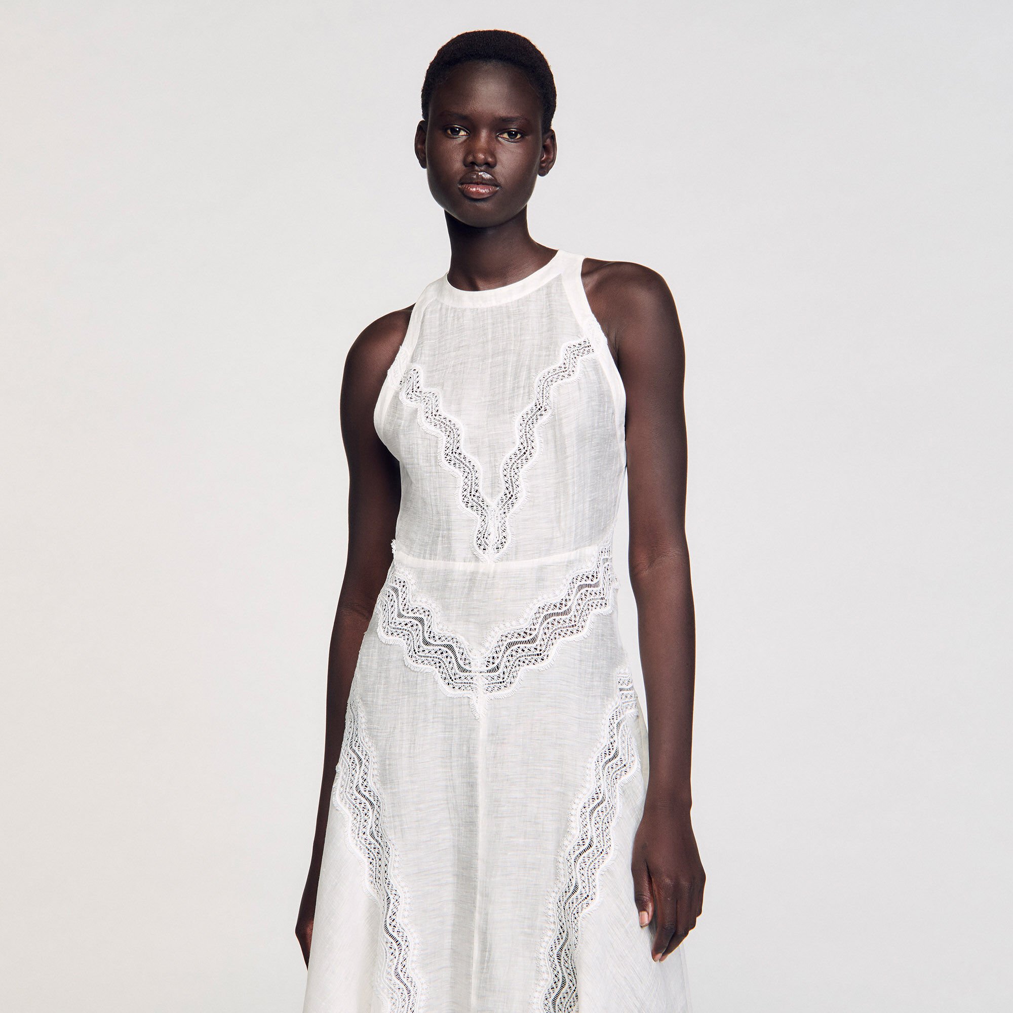 Lace trim maxi dress