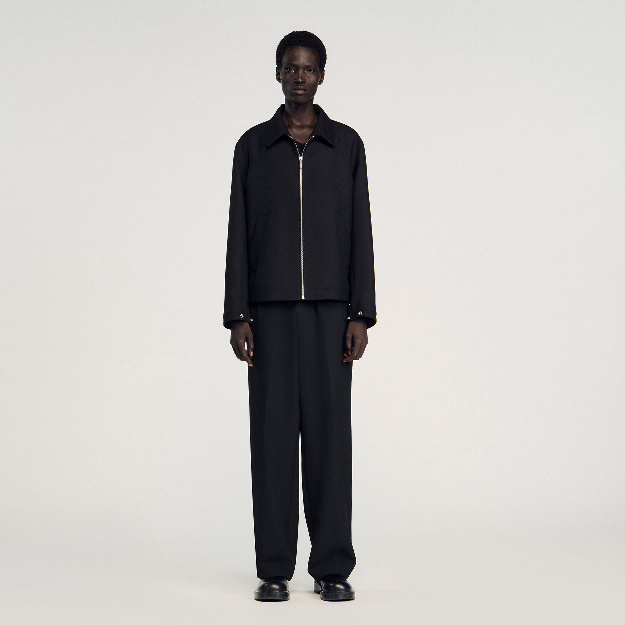 SANDRO ブラック テーラードジャケット Tuxedo jacket with satin collar in Black for Women | Sandro Paris