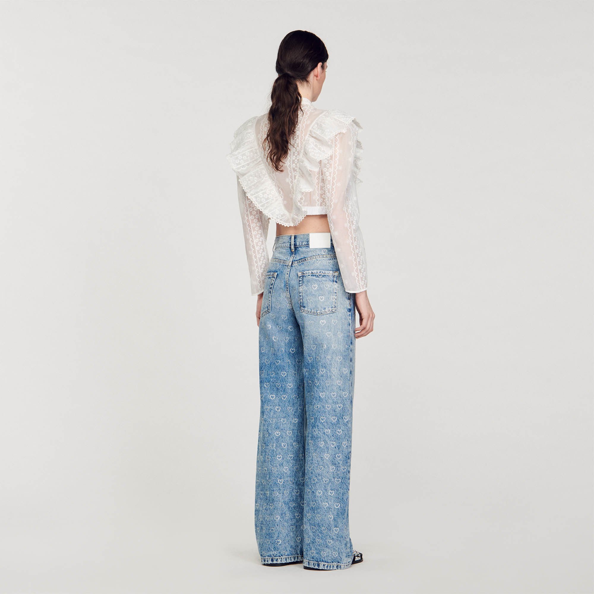 Wide-leg heart jeans