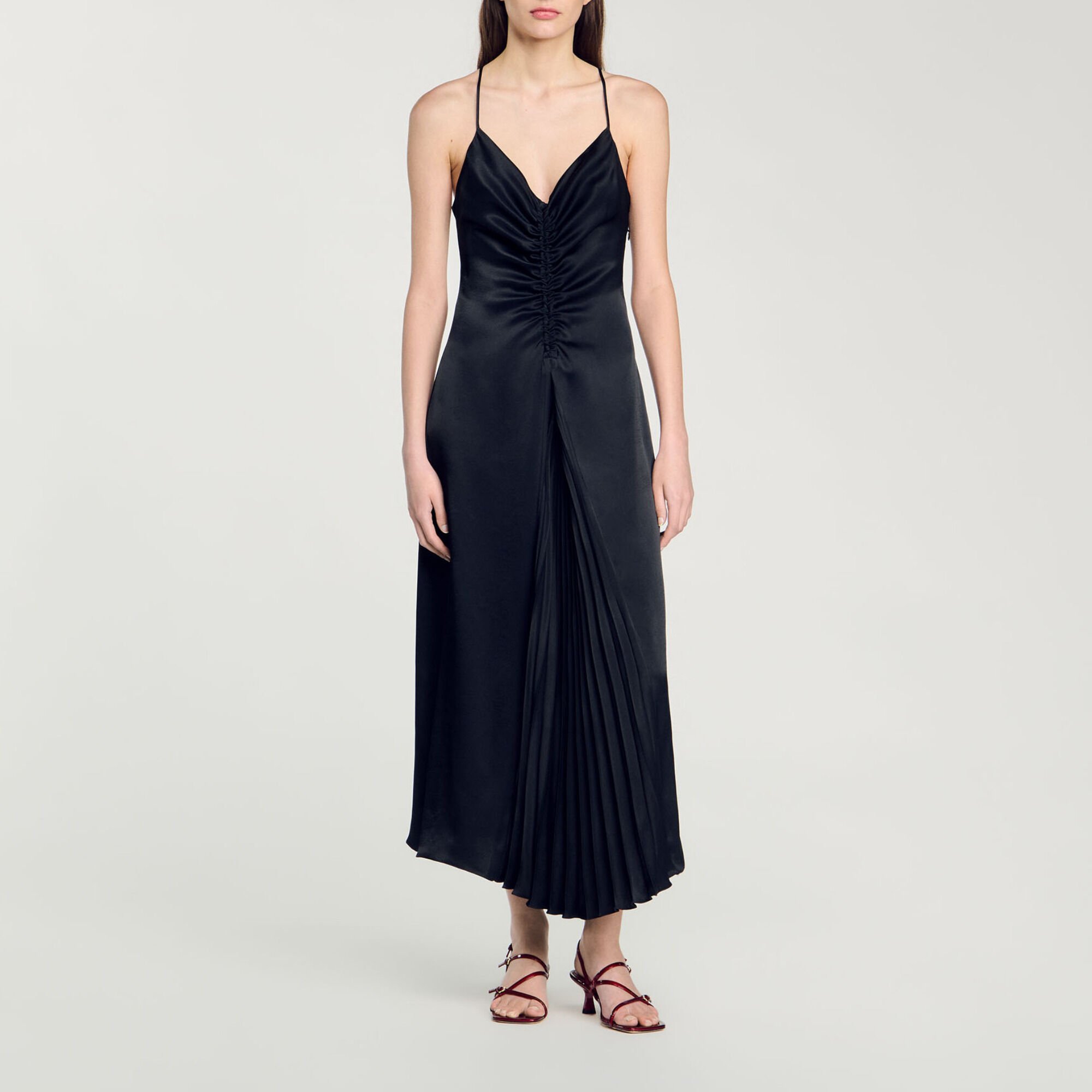 Maxi satin-effect dress