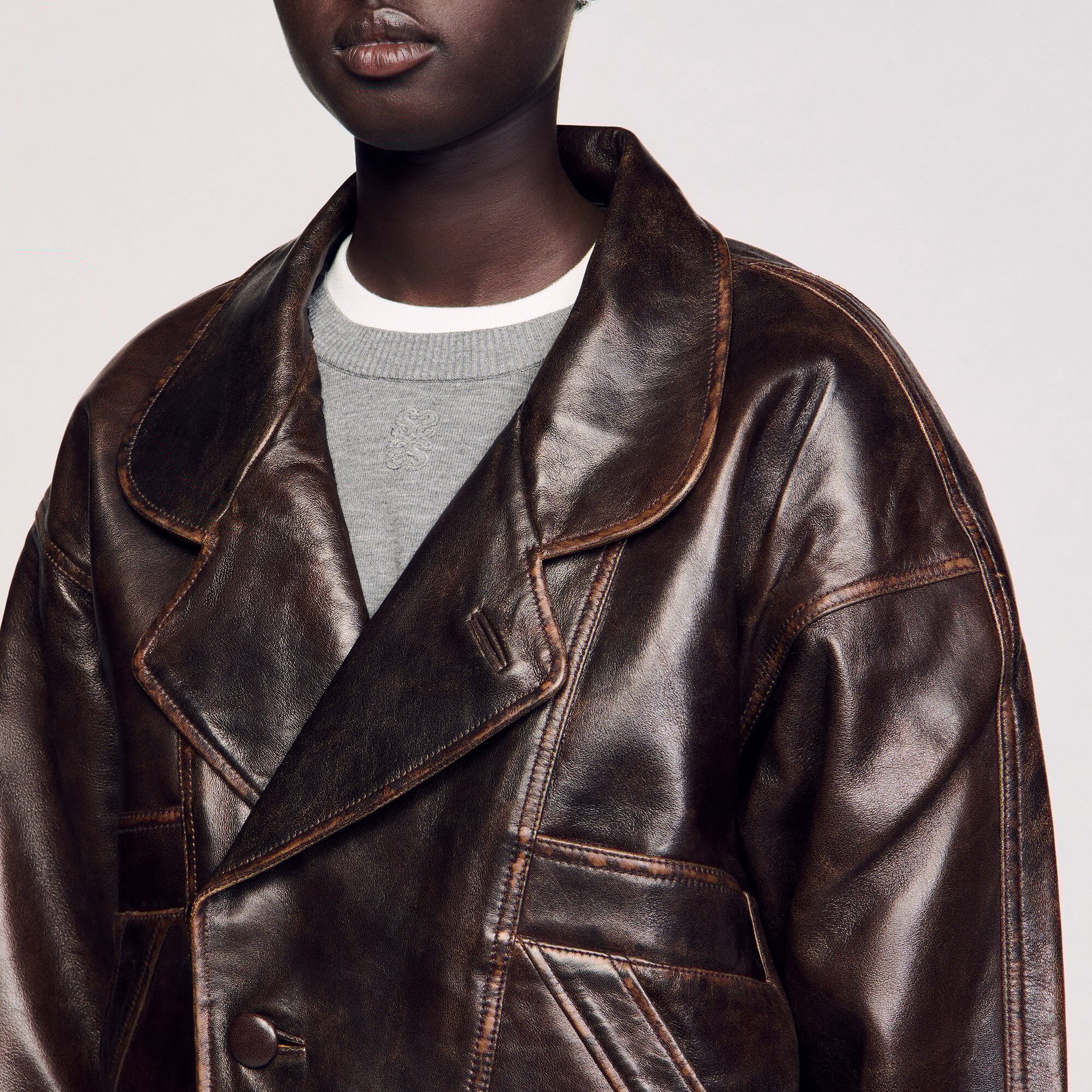Oversized leather jacket