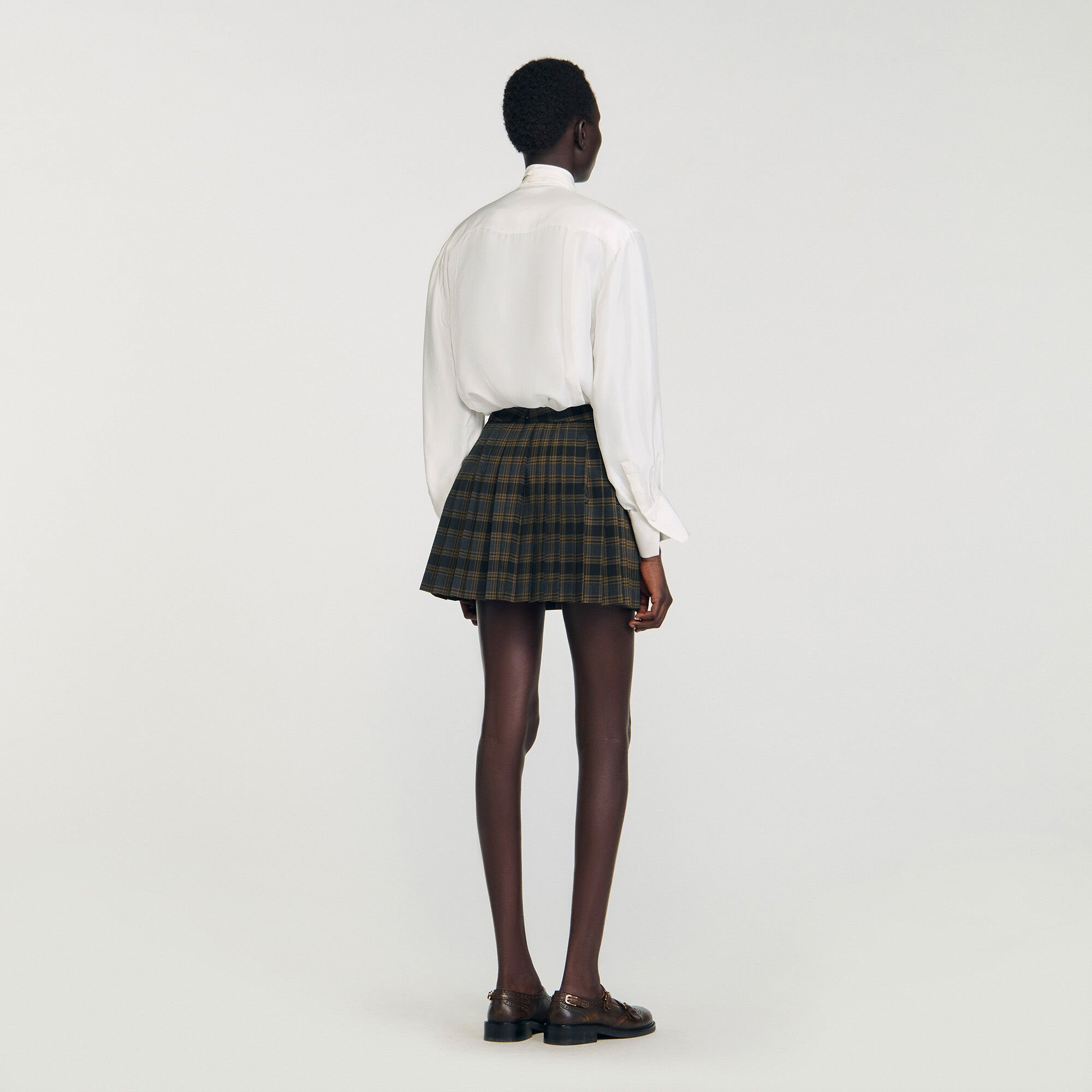 Mini checked pleated skirt