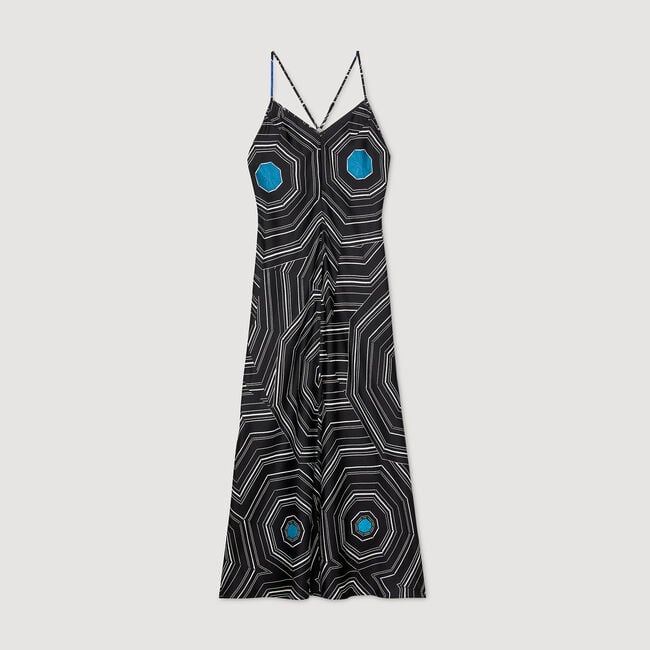 Patterned silk maxi dress