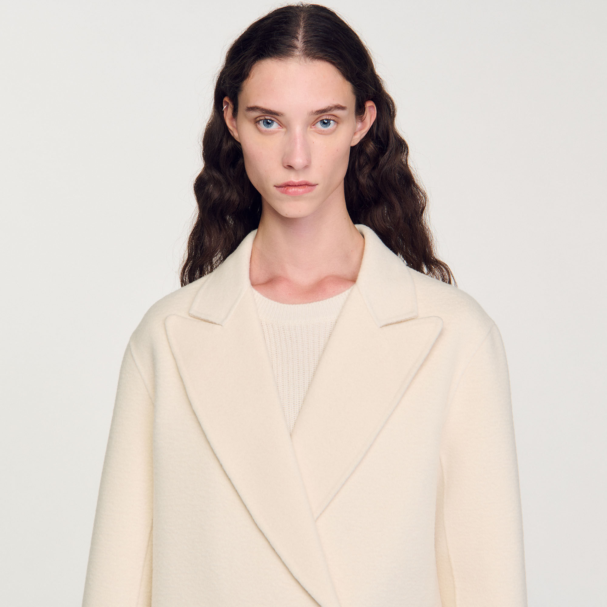 Long wool-blend coat