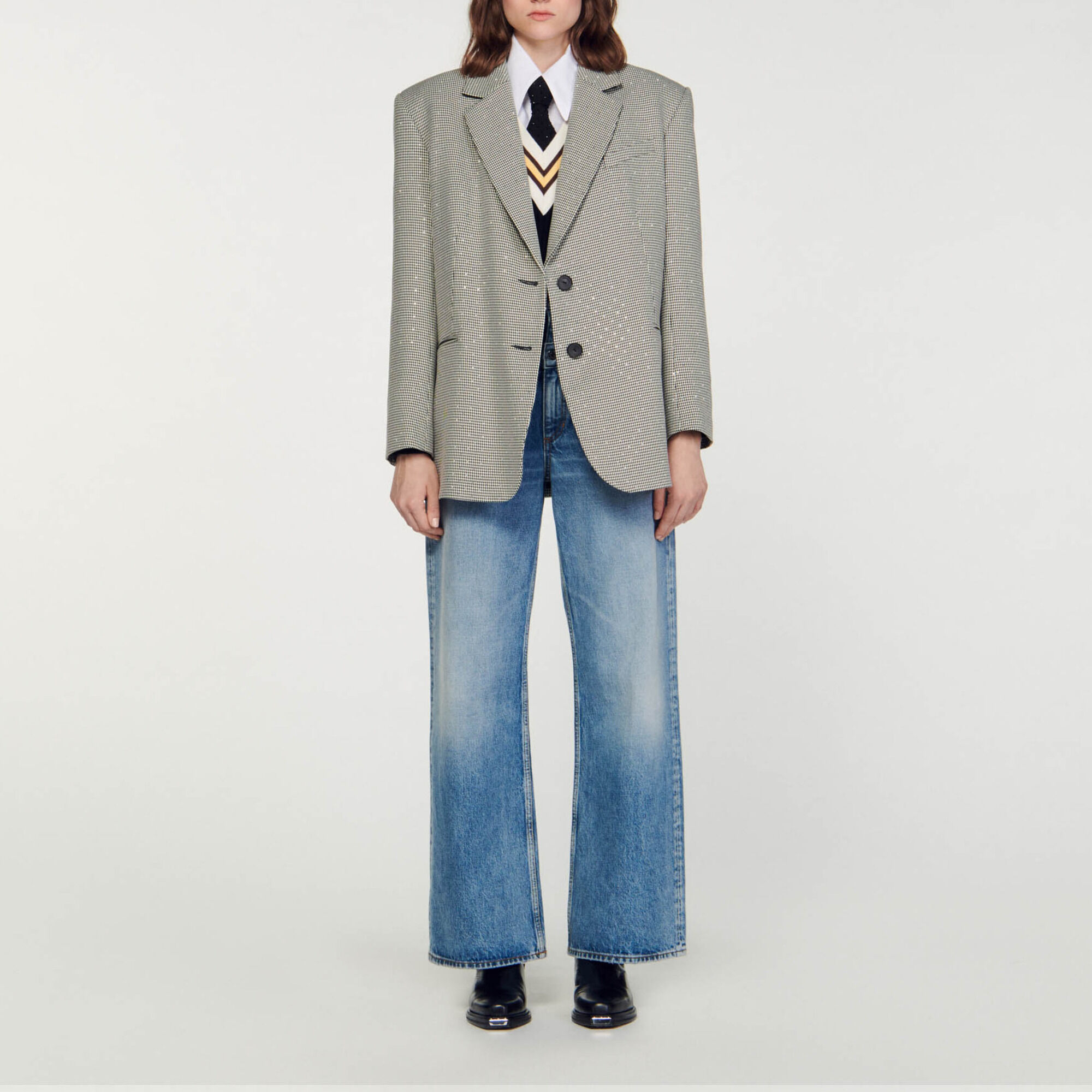 Oversized blazer black / gray For Women | Sandro Paris