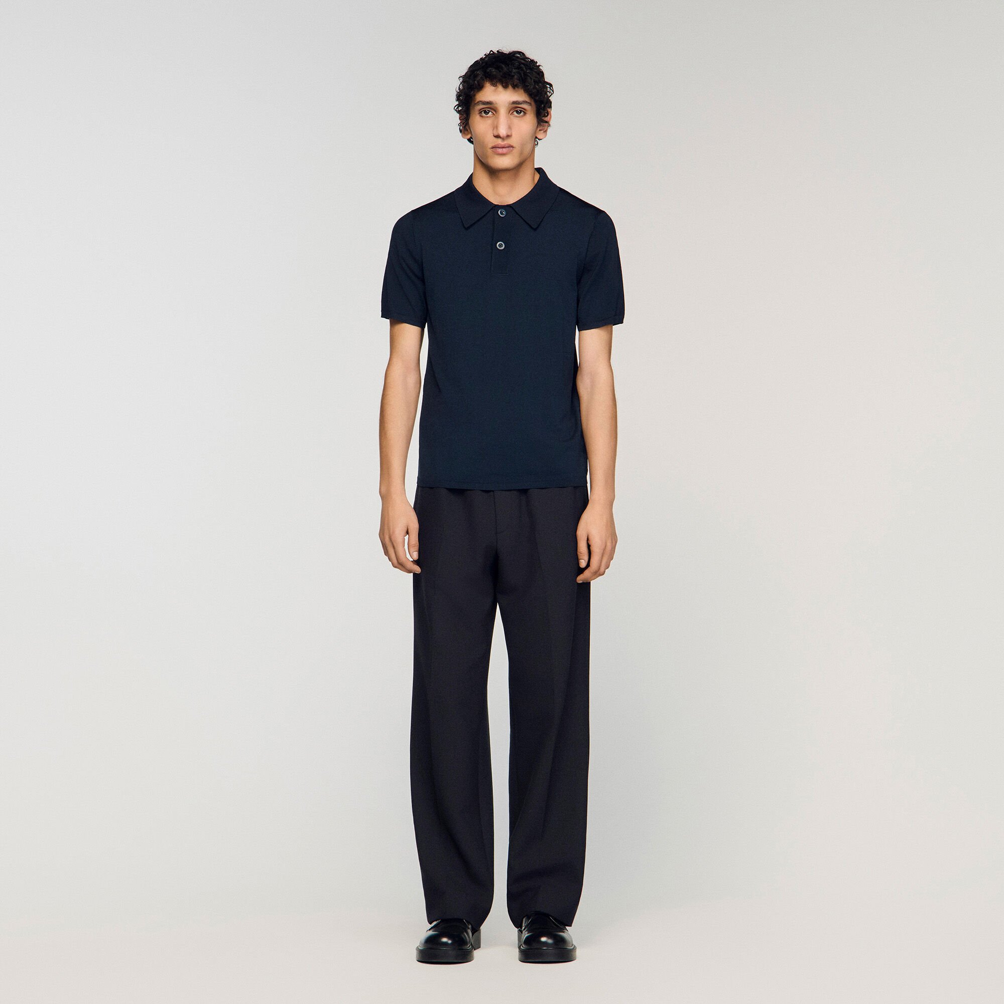 Short-sleeve knitted polo shirt