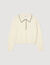 Contrast polo-neck knit sweater