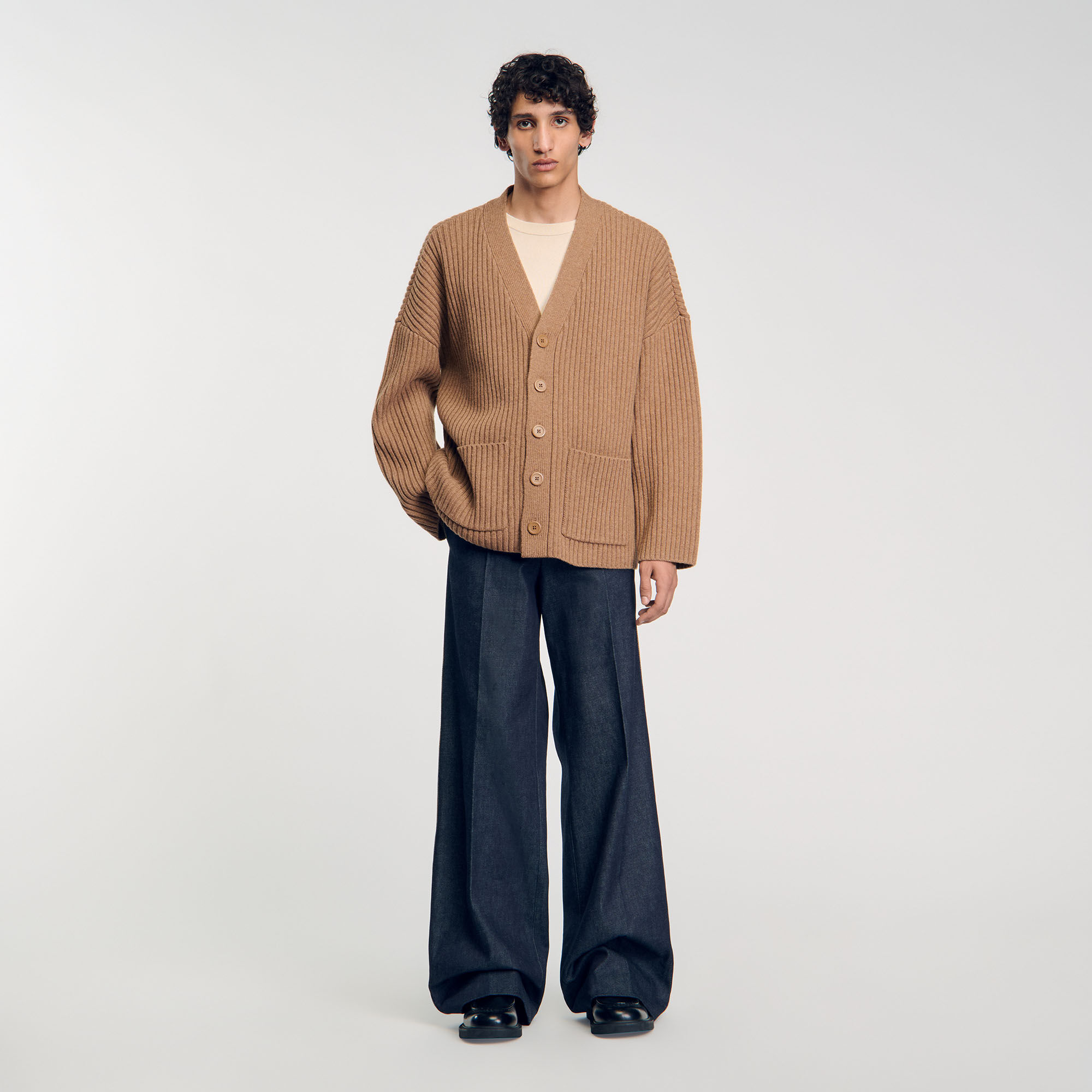 Oversized rib knit cardigan