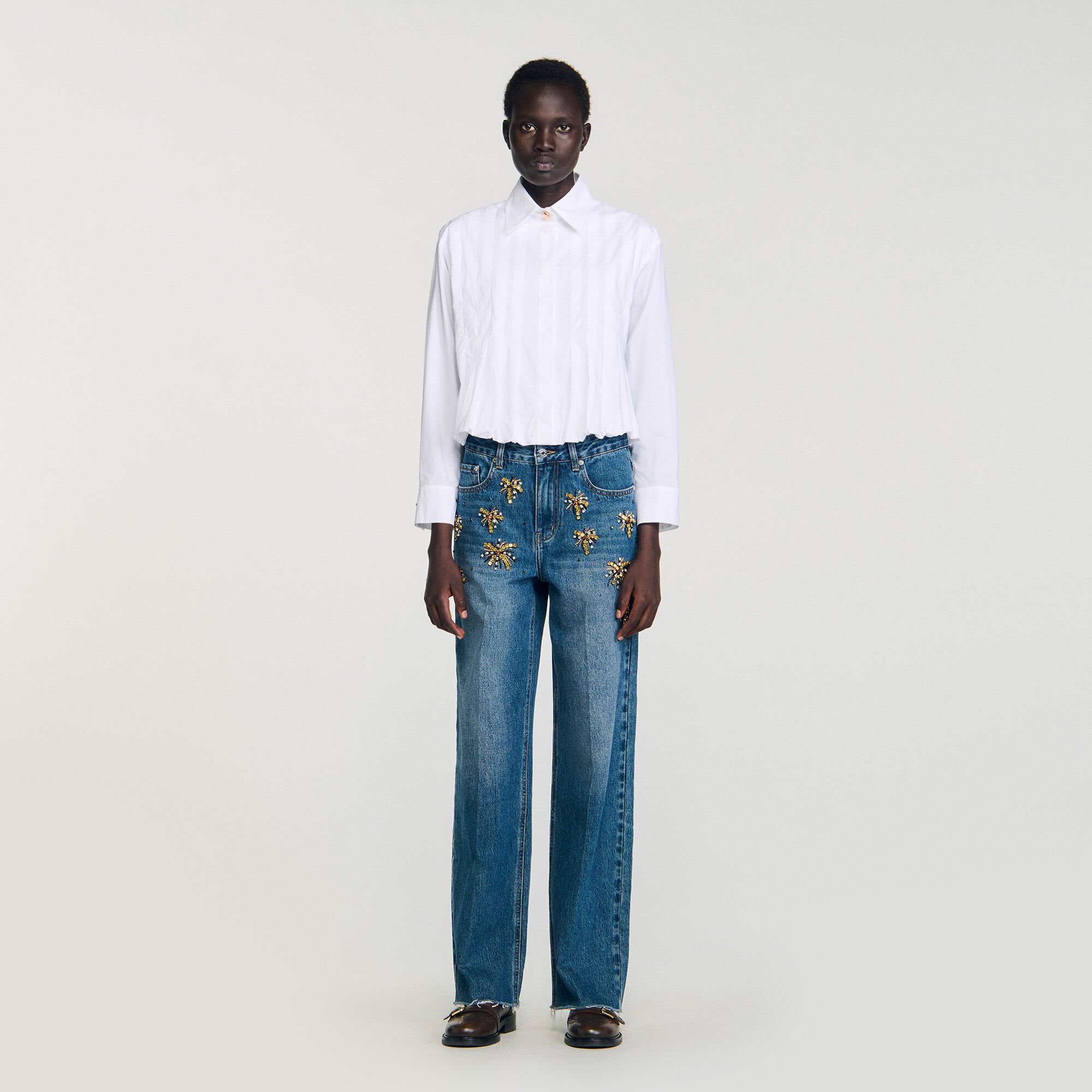 Pleated cropped shirt