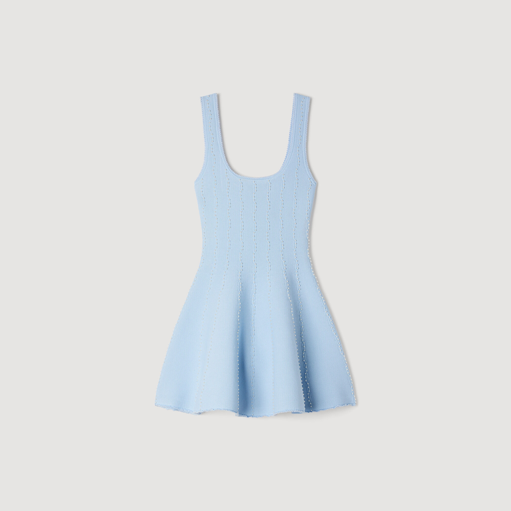 Beaded knit mini dress in white for Women | Sandro Paris